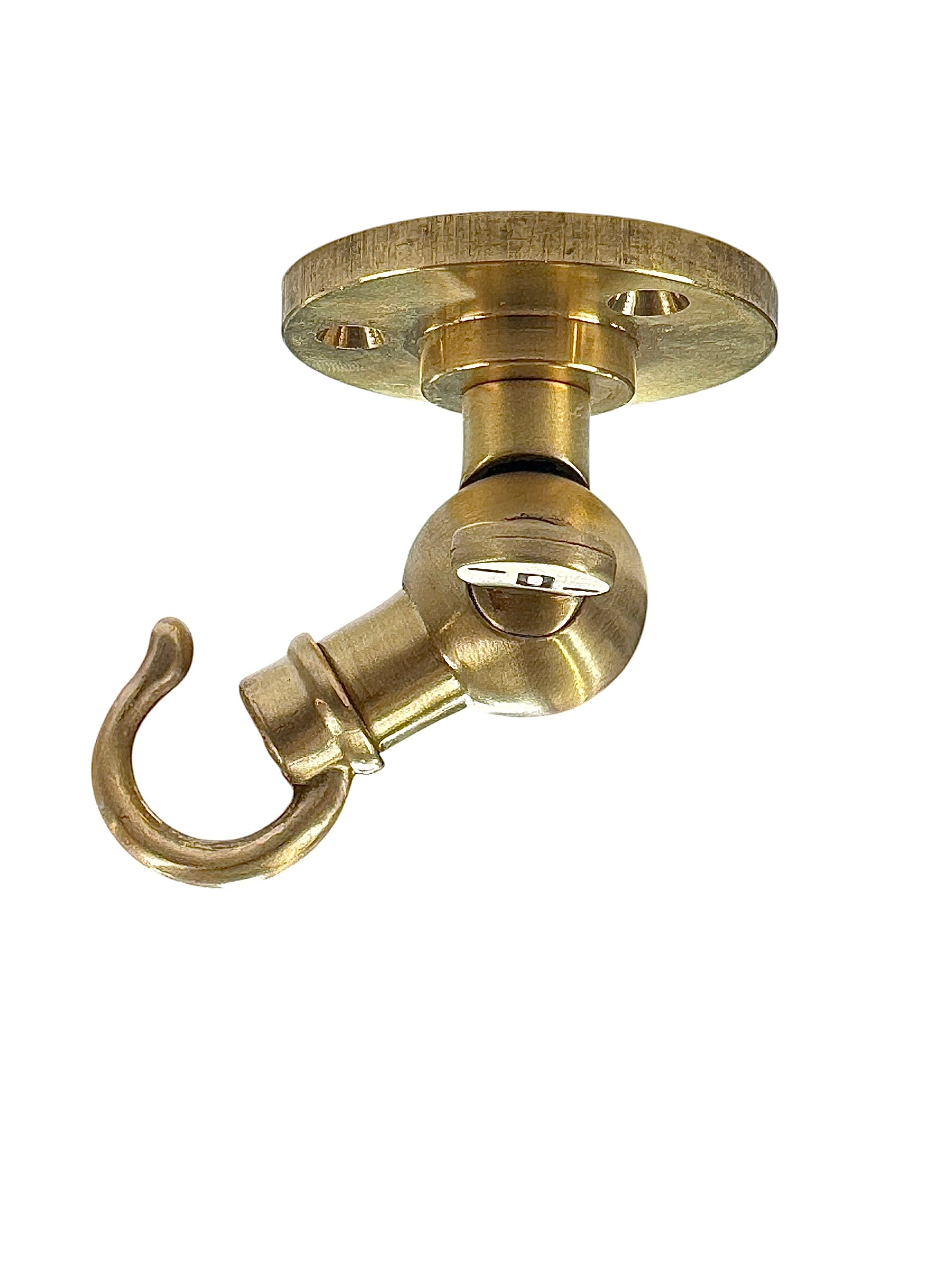 Solid Brass Adjustable Swivel Hook – 3 1/8" Heavy Duty Ceiling & Wall Swag Hook No. 8001