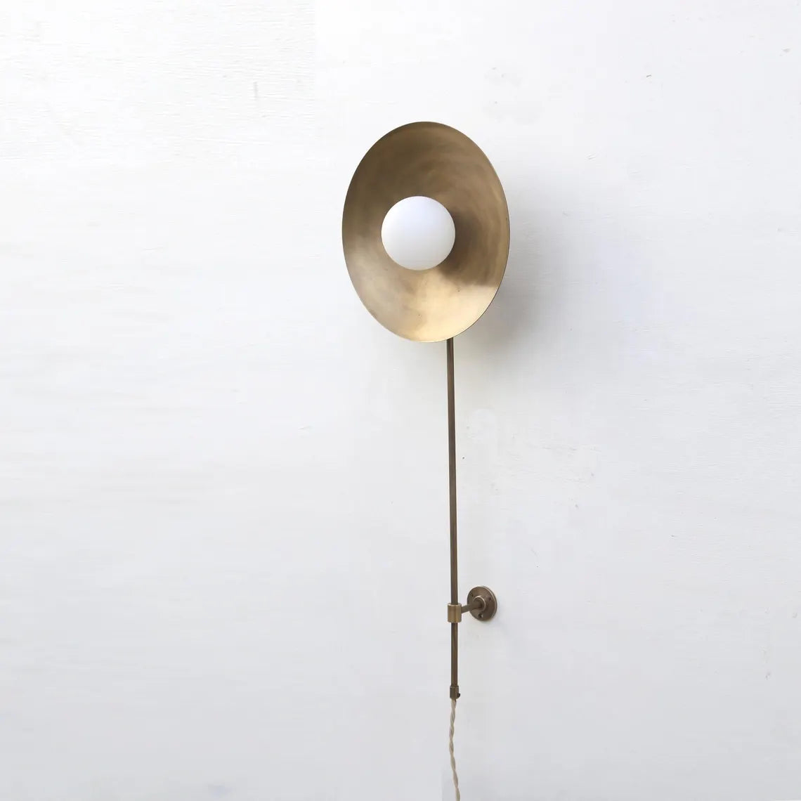 Plug-in Brass Wall Sconce light with 12",14" or shade , Wall sconce light, Minimal Sconce Light, G-9", UL Listed No.0810