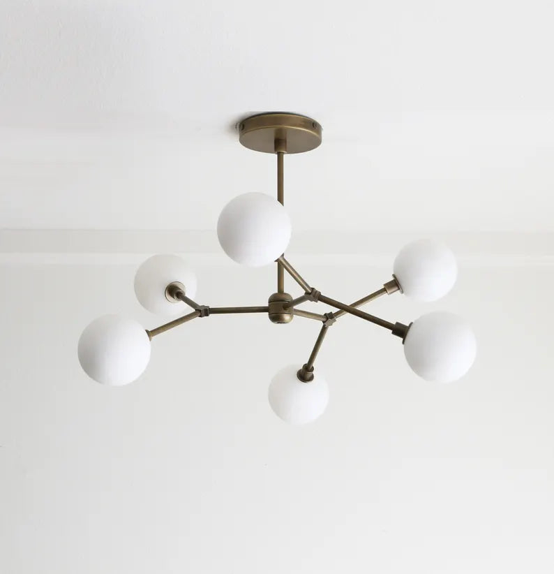 Modern Brass Sputnik Chandelier, Mid-century Modern Sputnik, UL Listed, PPQ4, No.4062
