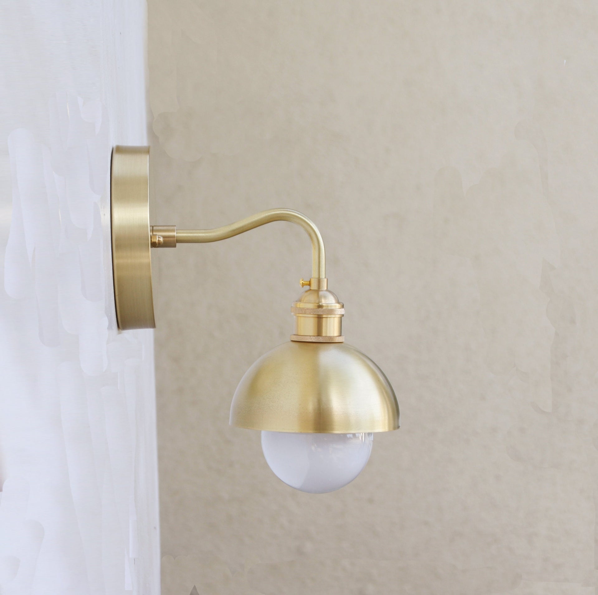 Solid Brass Wall Sconce  light with solid round brass shade, Brass wall sconce light, Wall sconce light