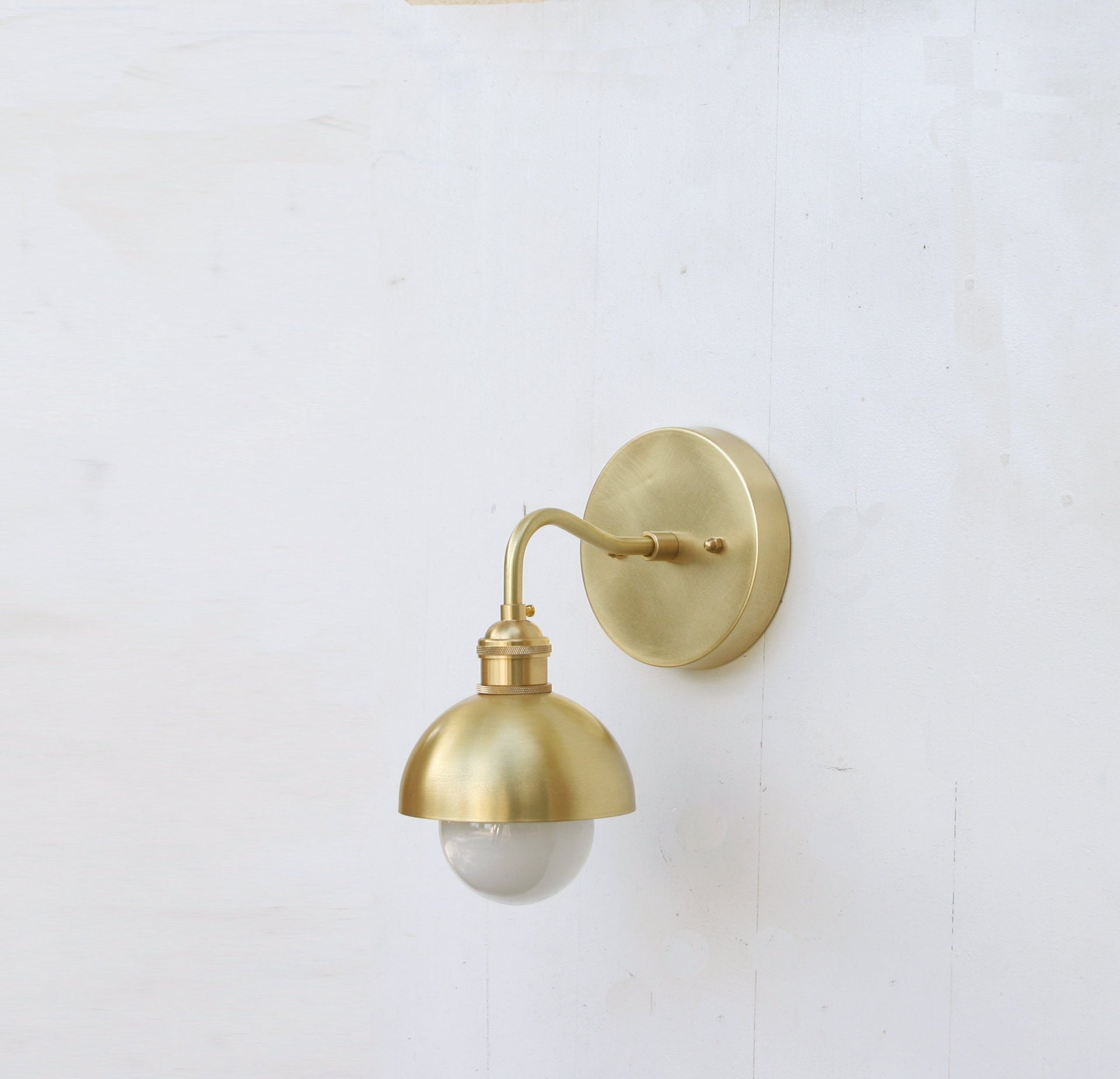 Solid Brass Wall Sconce  light with solid round brass shade, Brass wall sconce light, Wall sconce light