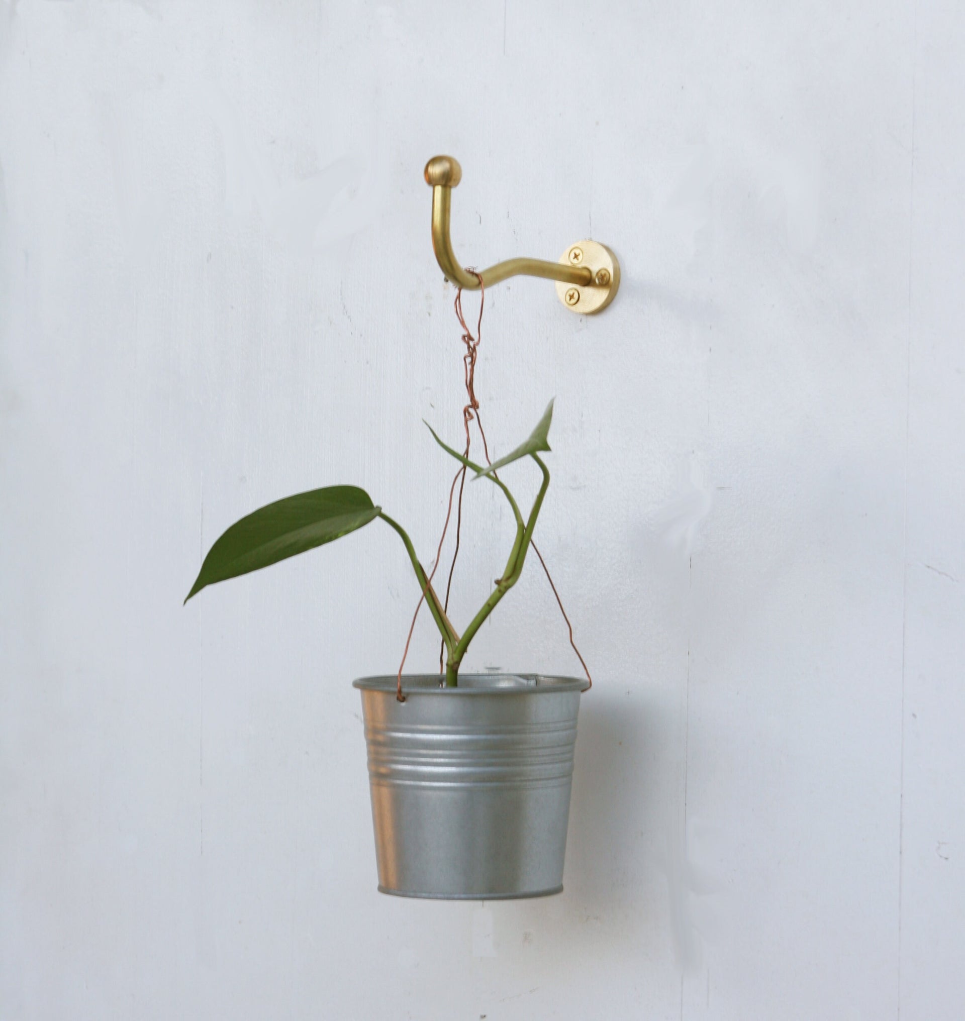 Solid brass planter hanger-Brass wall hanger-Brass wall hook-Brass planter hook-Brass hanging plant bracket hook