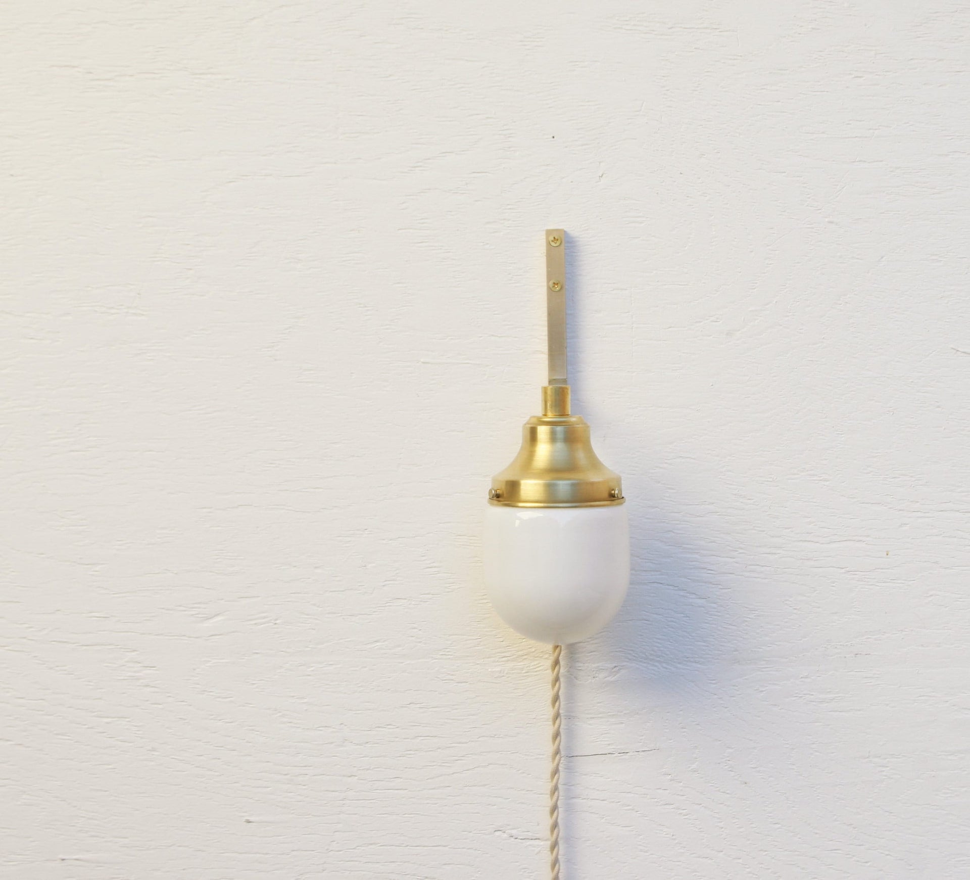 Plug-in  wall sconce Light, Brass light with gloss glass shade, Minimalist Wall Sconce Light, No.0192