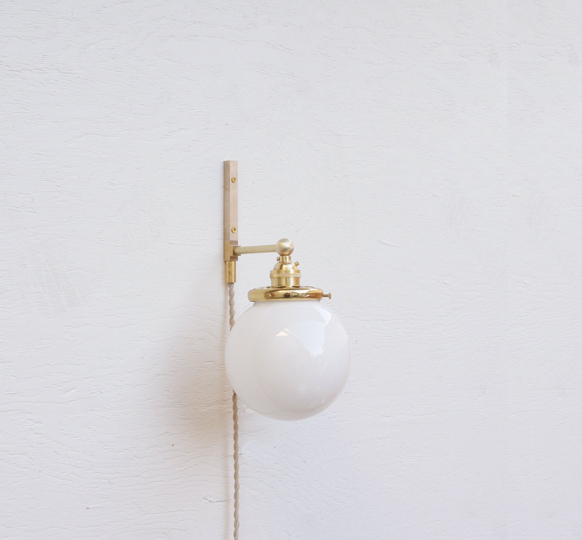 Plug-in  wall sconce Light, Brass light with glass shade, Minimalist Wall Sconce Light