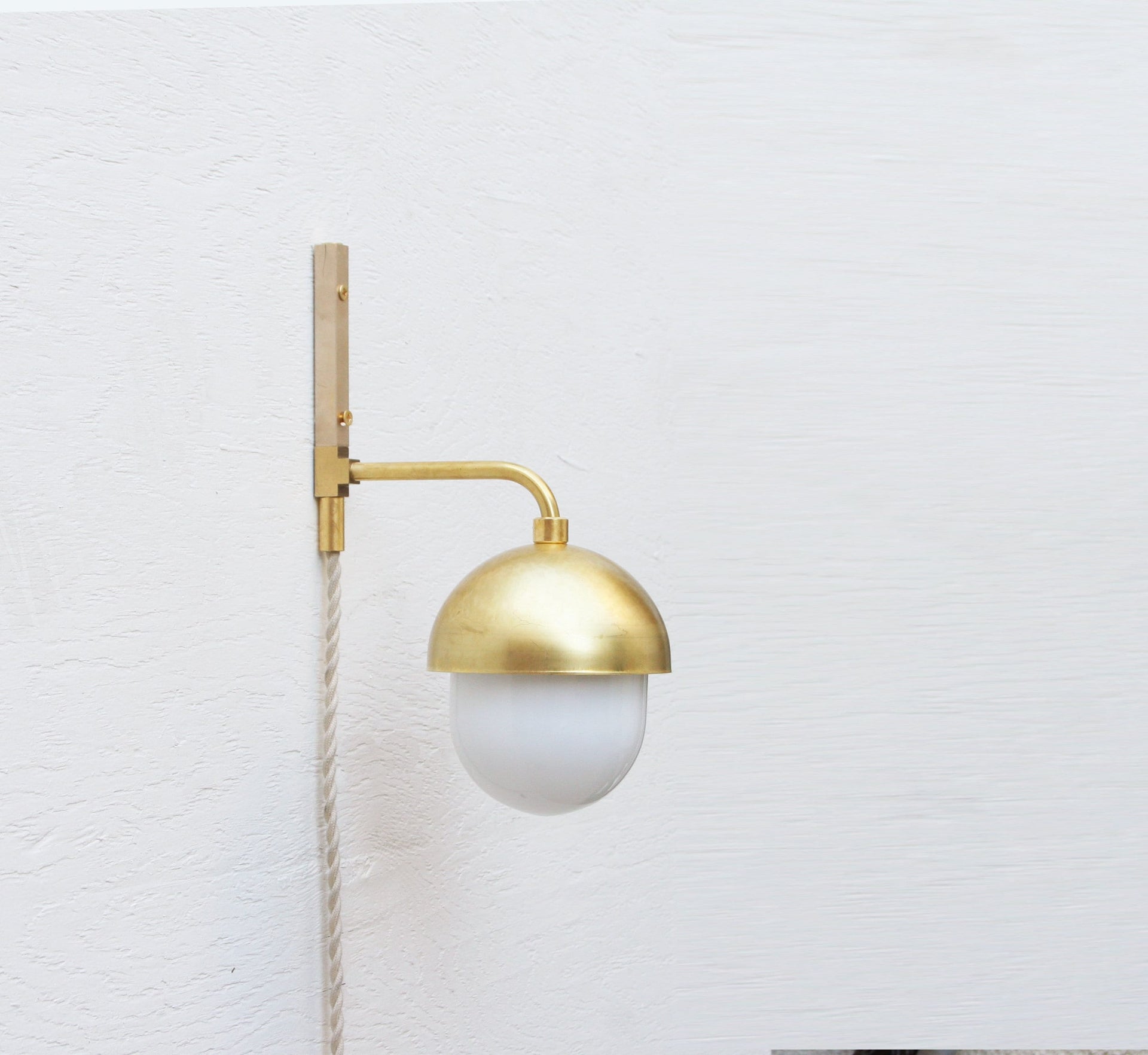 Plug-in  wall sconce Light with Glass Shade, Brass light with glass shade, Minimalist Wall Sconce Light No.0155