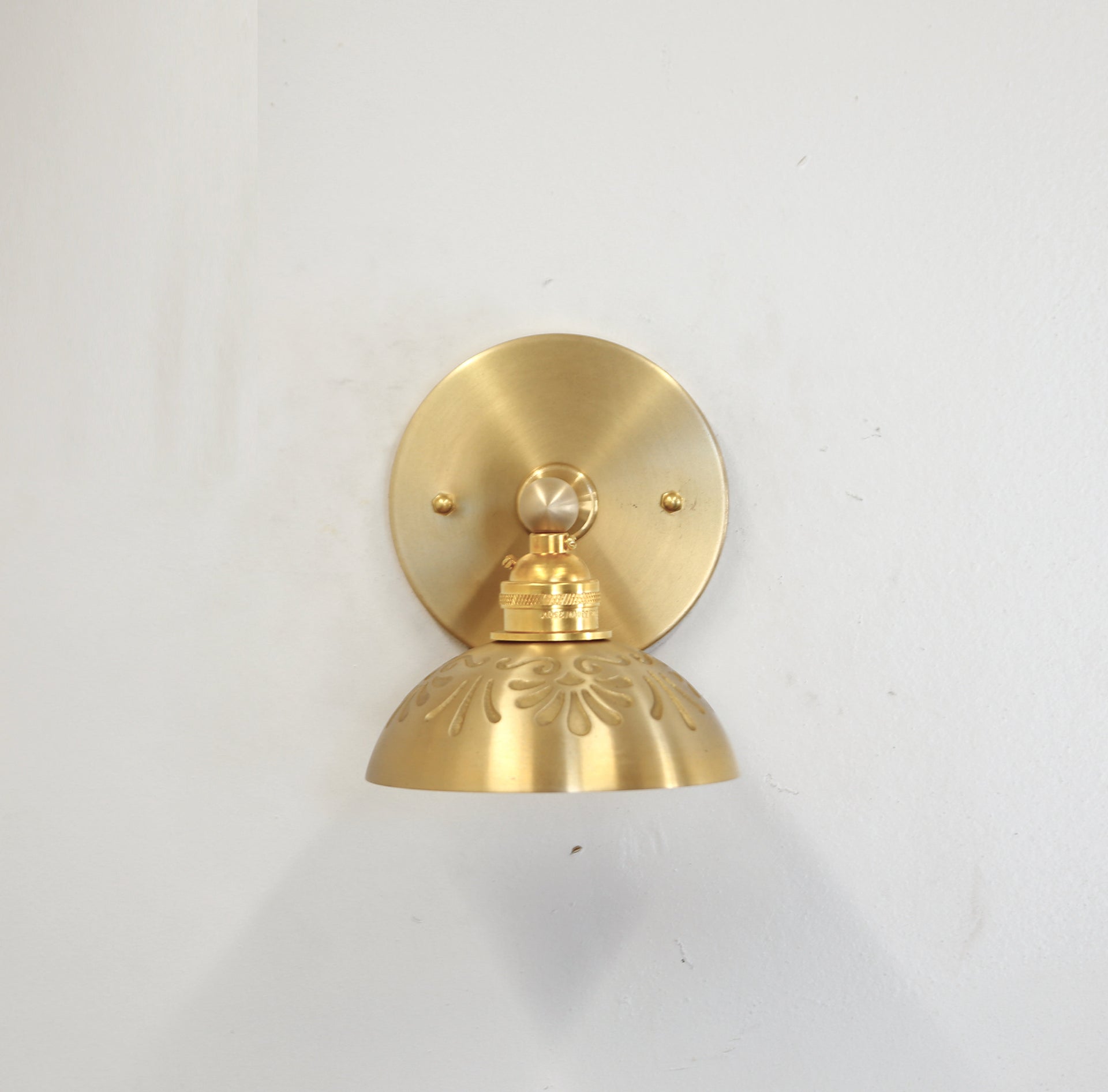 Solid Brass  Wall Sconce  light with casting  brass shade, Solid Brass Wall Sconce  light,Mid Century Sconce