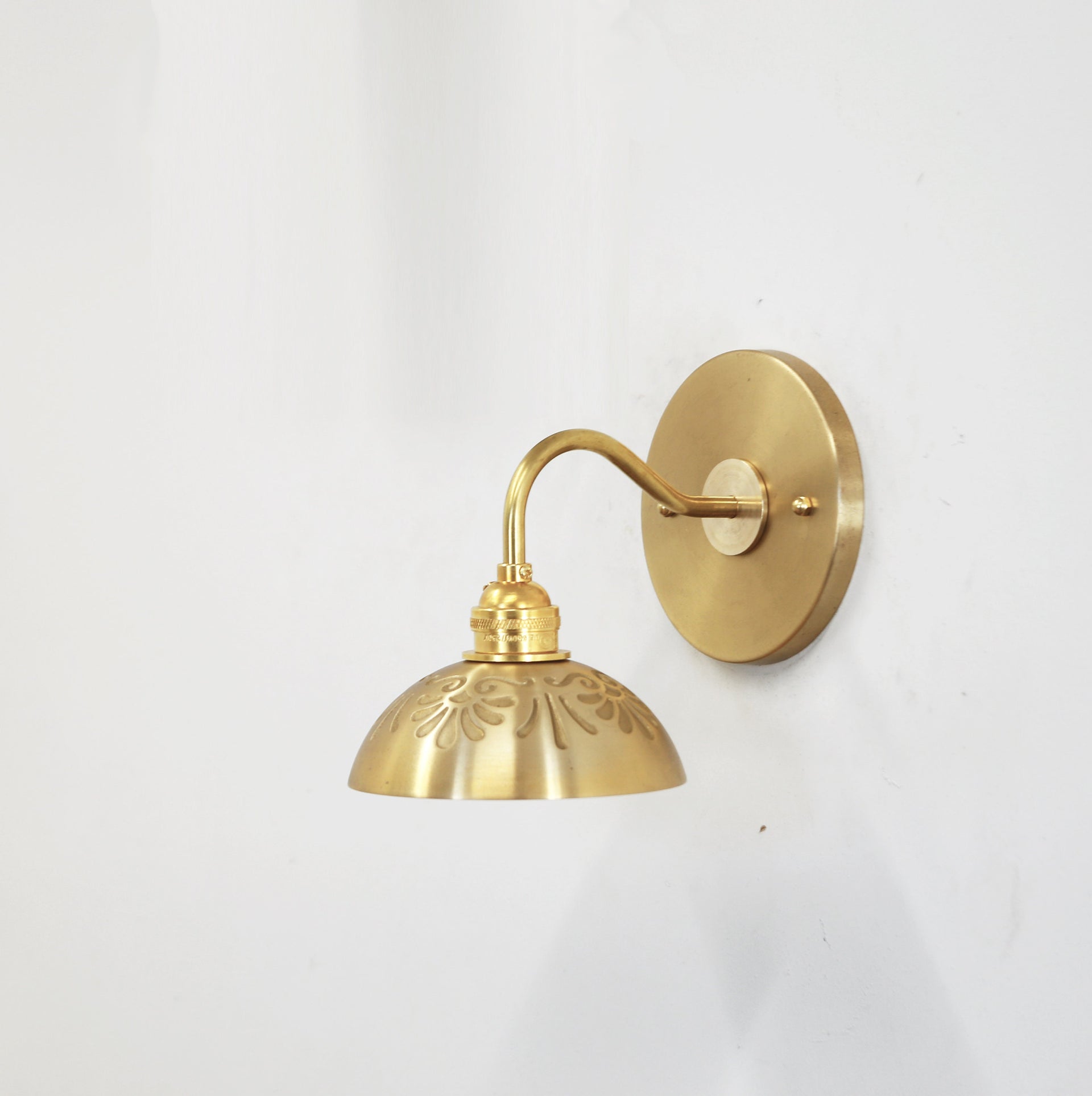 Solid Brass  Wall Sconce  light with casting  brass shade, Solid Brass Wall Sconce  light,Mid Century Sconce