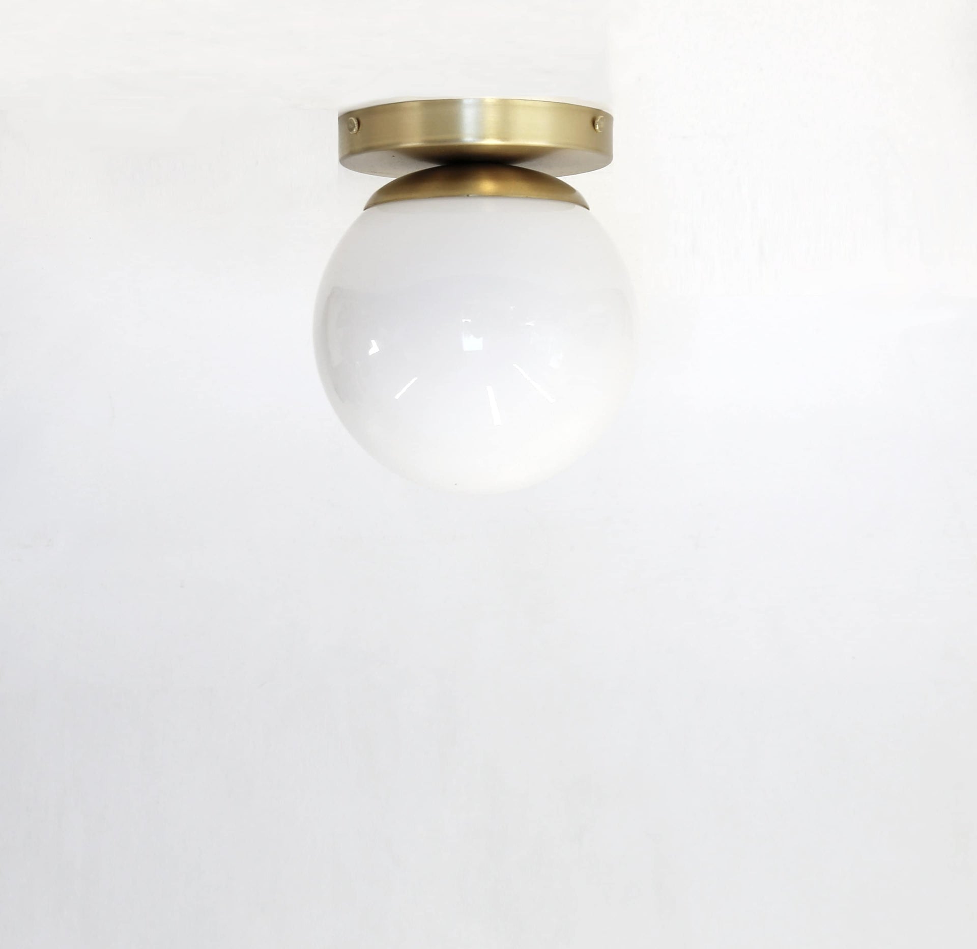 Glass globe  Flush Mount Ceiling Light Fixture - Mid Century Modern Globe Lighting Fixtures - Modern Brass Light Fixtures