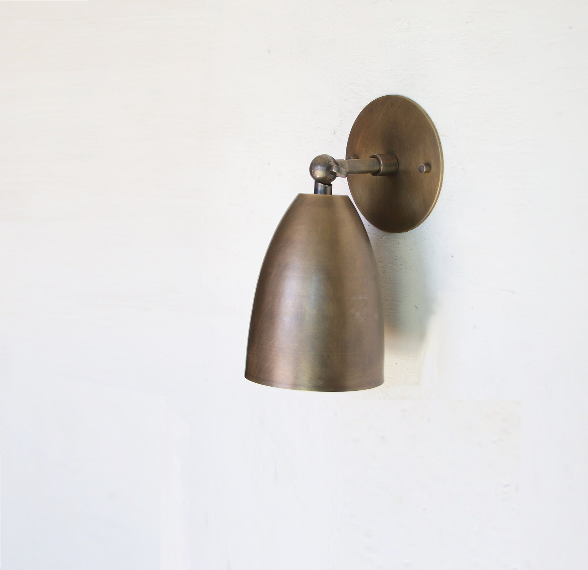 Solid Brass  Adjustable Wall Sconce  light with brass deep cone shade,  Brass Wall Sconce  light