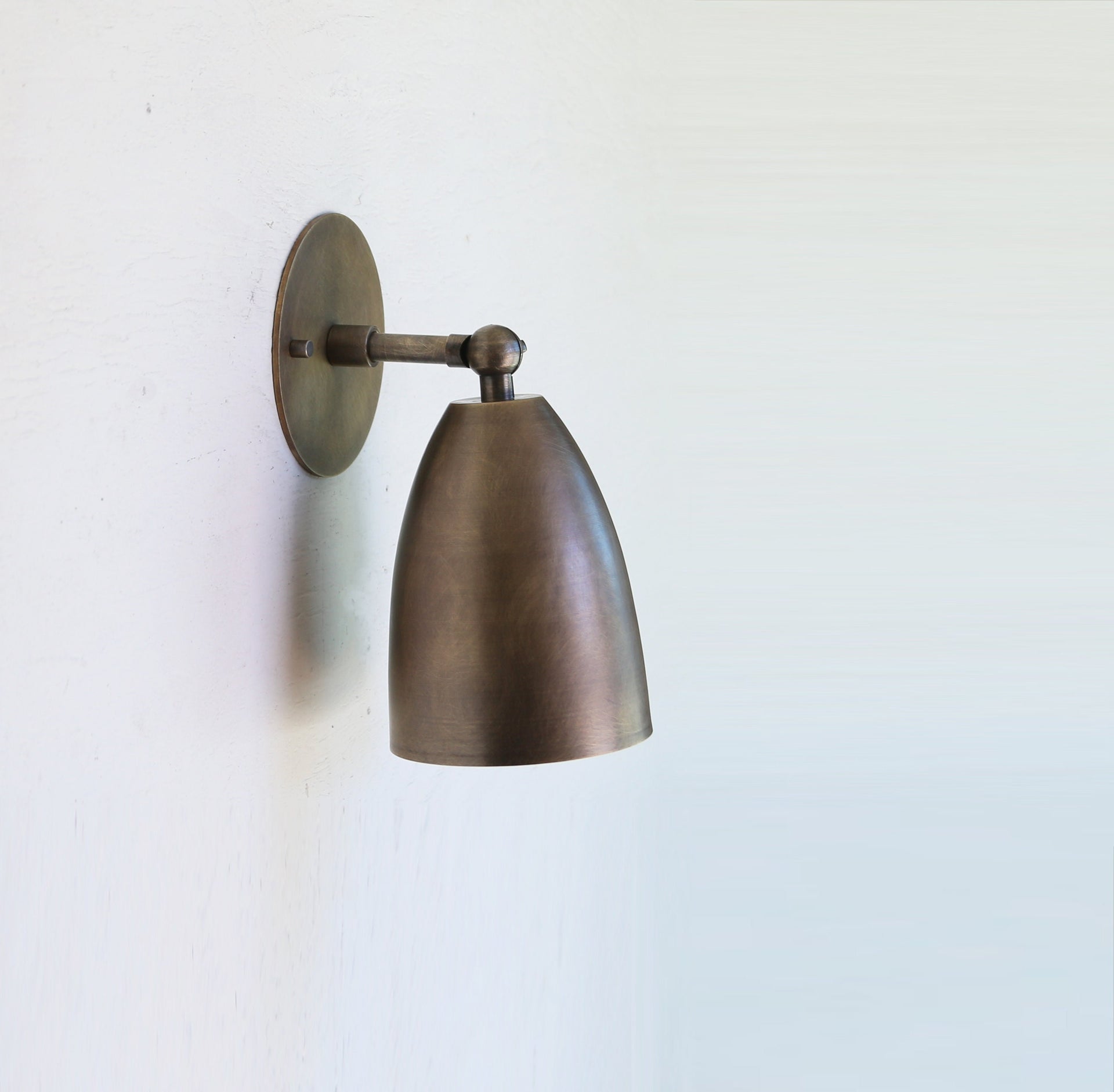 Solid Brass  Adjustable Wall Sconce  light with brass deep cone shade,  Brass Wall Sconce  light