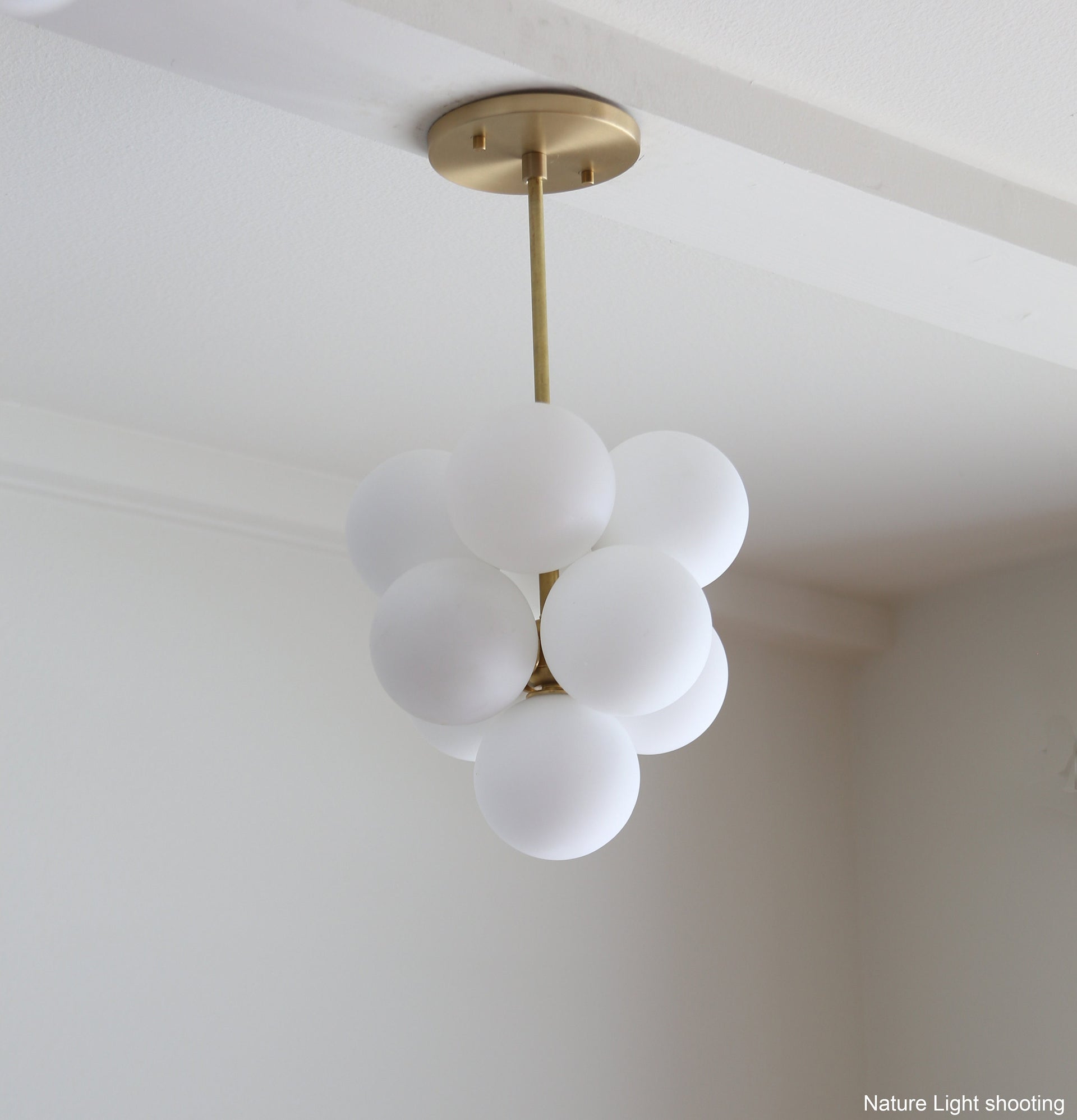 Small Grape  Light, Ceiling  Light, Mid Century Ceiling   Light with white glass mini- shade, UL Listed, YaG-4, No.0305