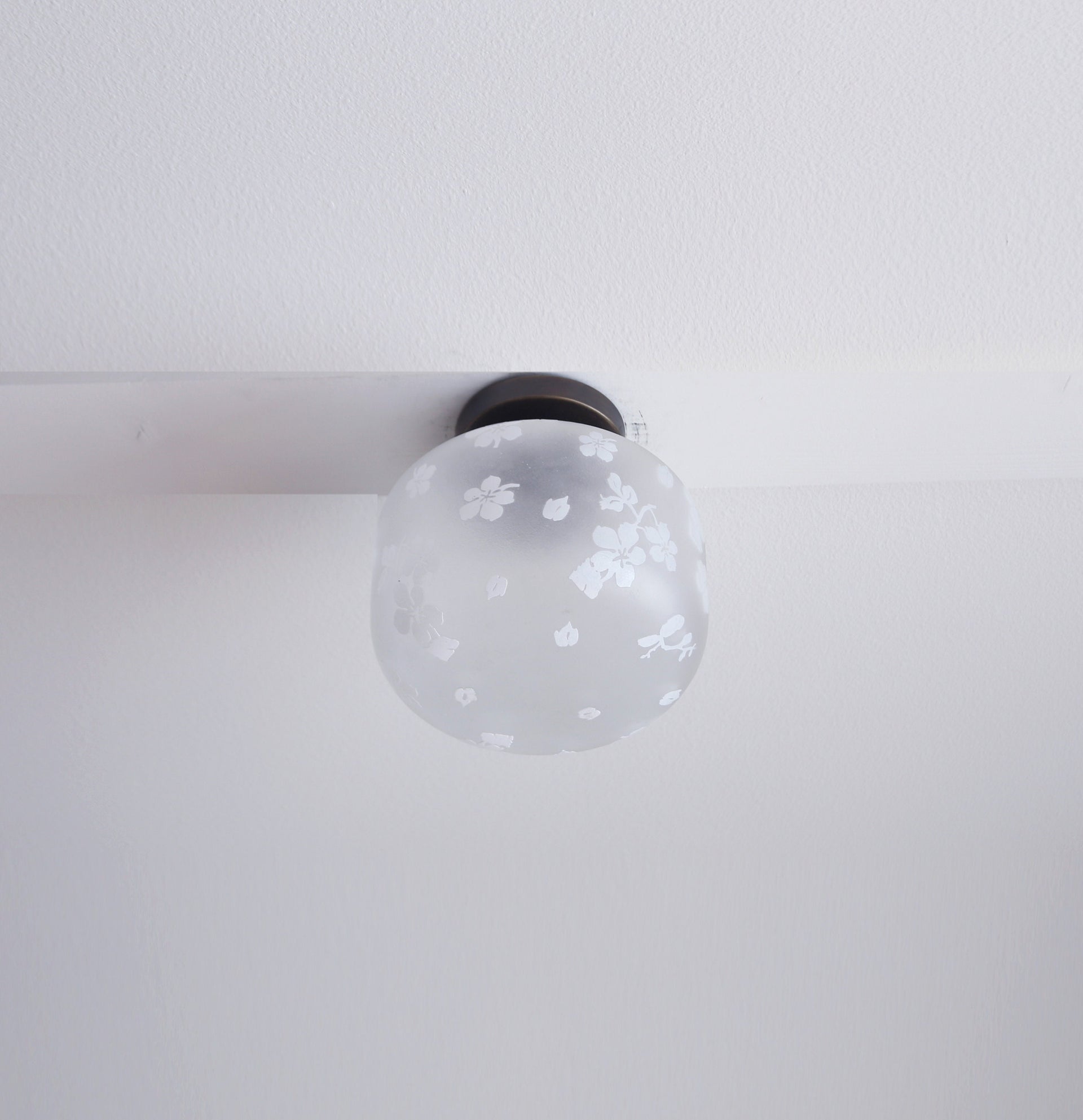 Sand-blasting  glass shade  Flush Mount Ceiling Light Fixture - Mid Century Modern Globe Lighting Fixtures - Modern Brass Light Fixtures