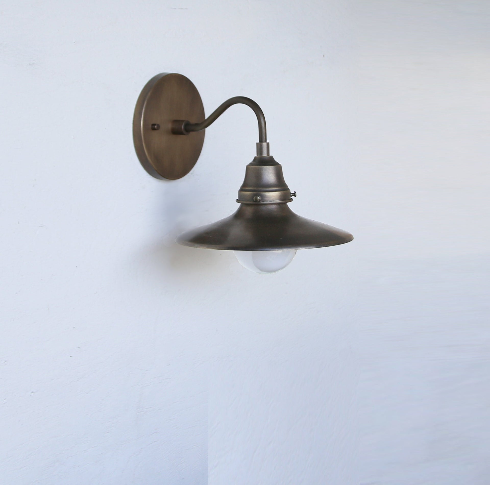Solid Brass Wall Sconce  light with brass shade