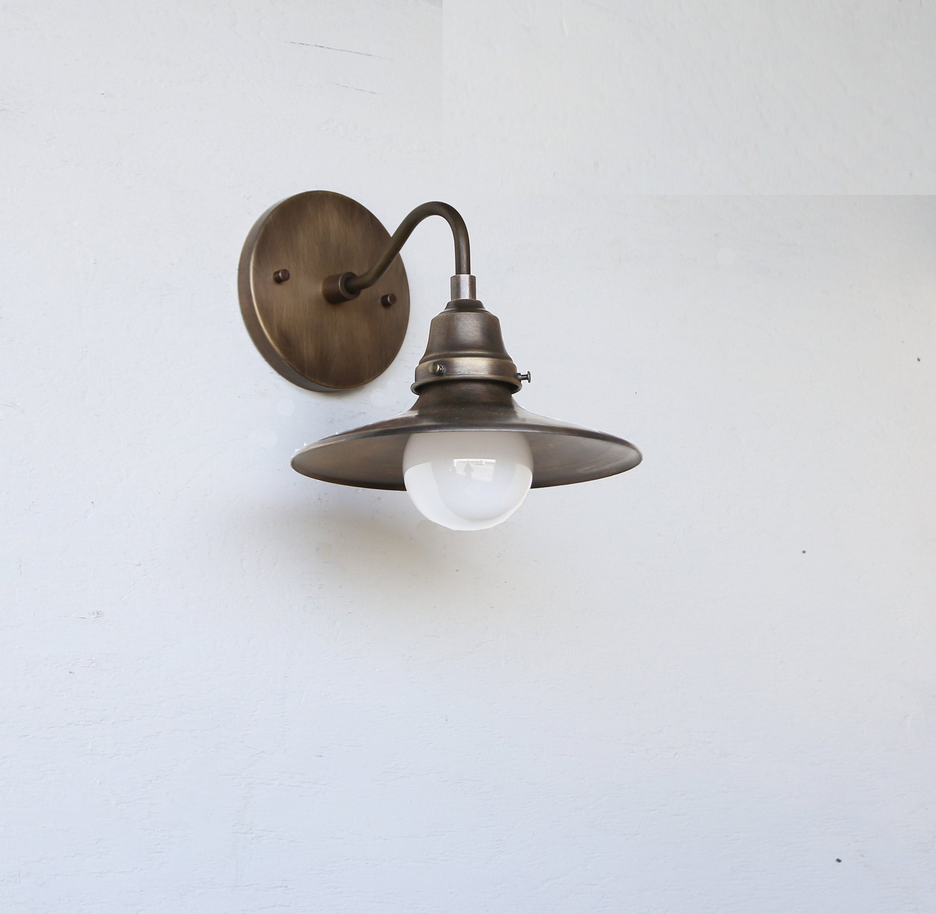 Solid Brass Wall Sconce  light with brass shade