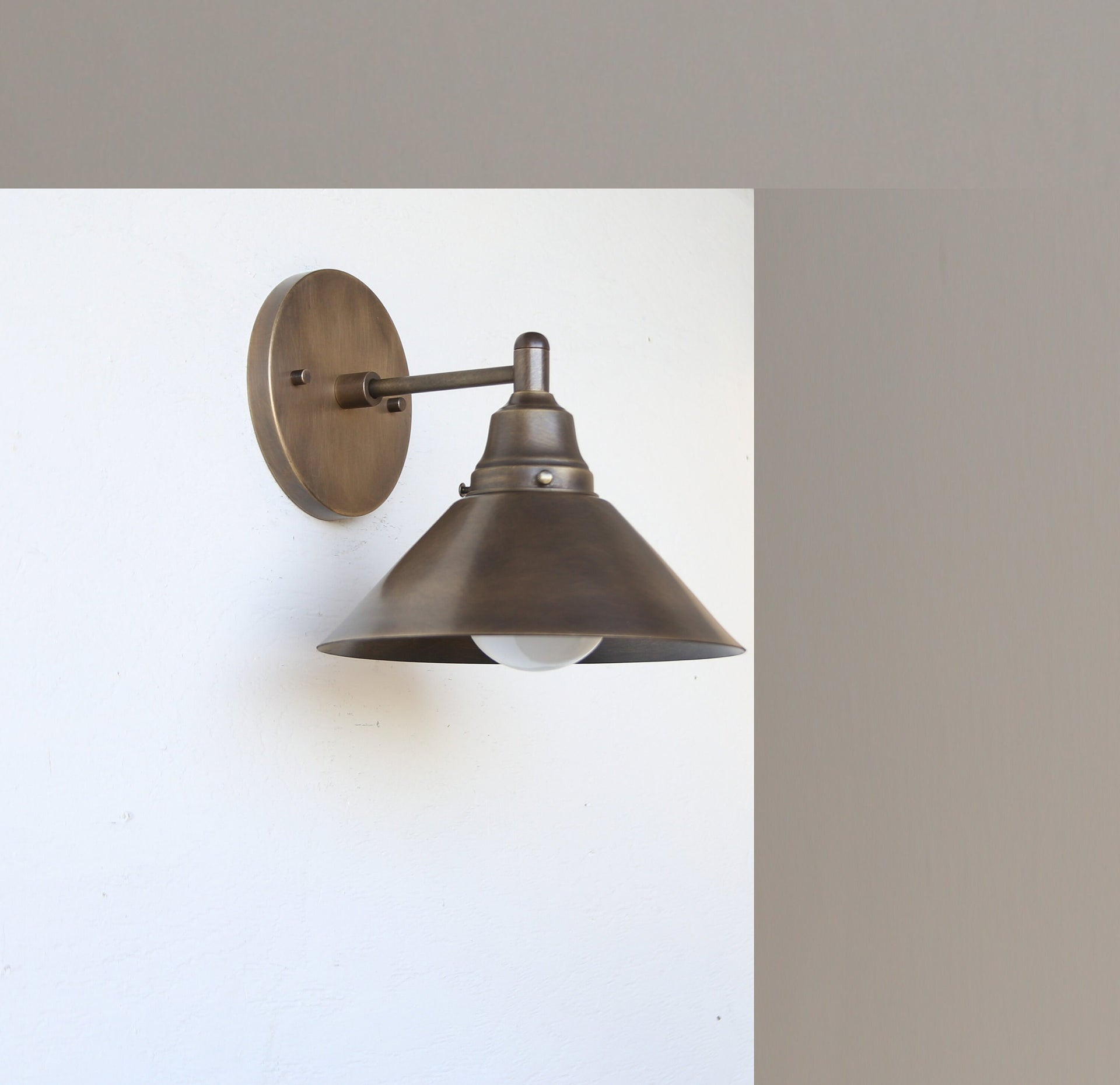 Brass Wall Sconce, Brass wall sconce light with brass shade, Wall sconce, Wall sconce light