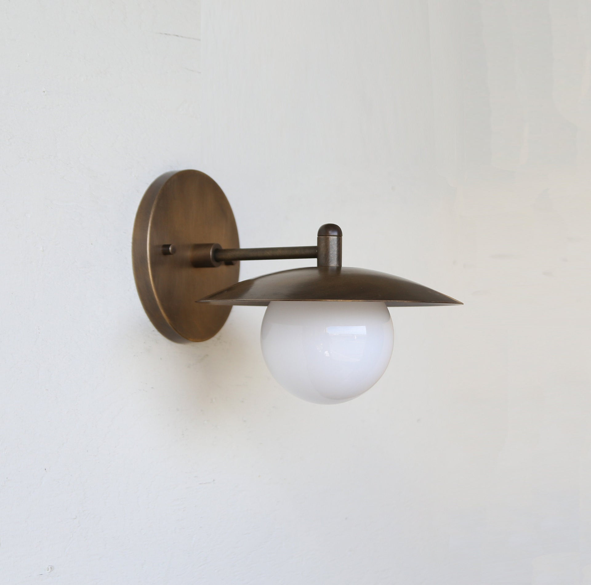 Brass Wall Sconce- Brass  light with brass shade- Minimal Sconce Light