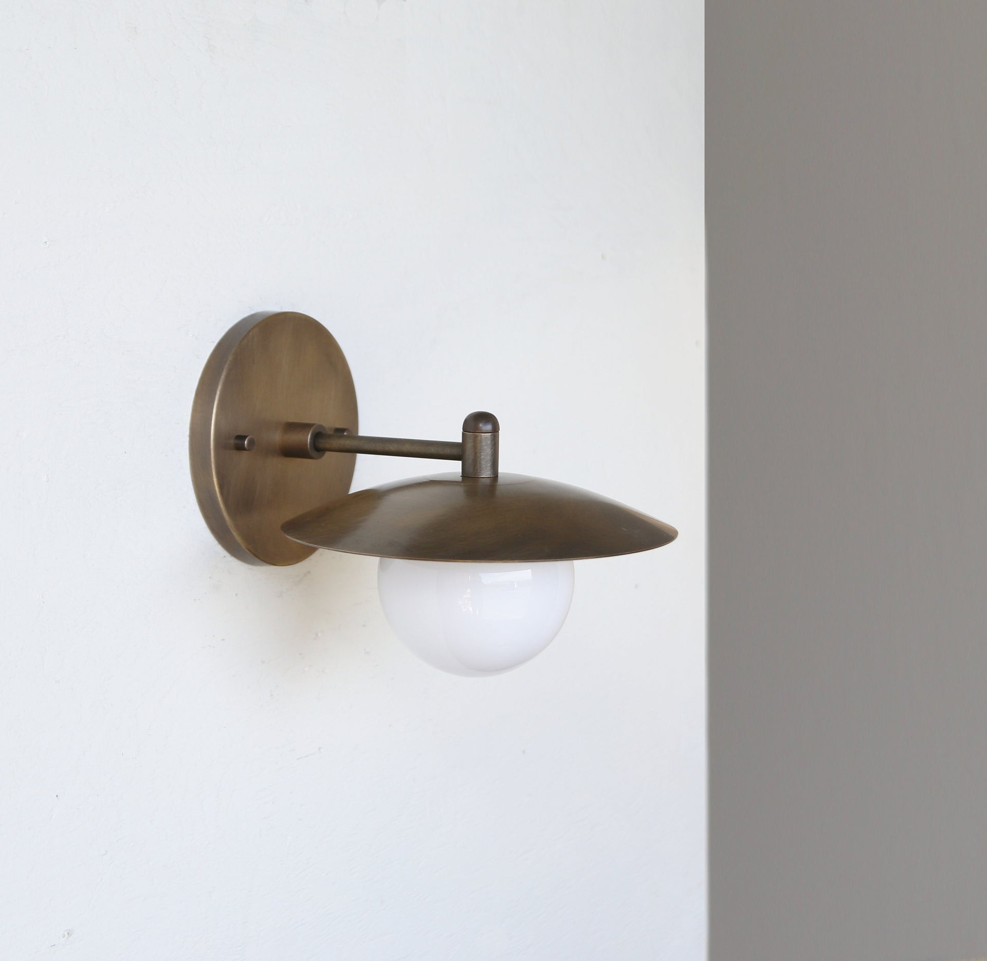 Brass Wall Sconce- Brass  light with brass shade- Minimal Sconce Light
