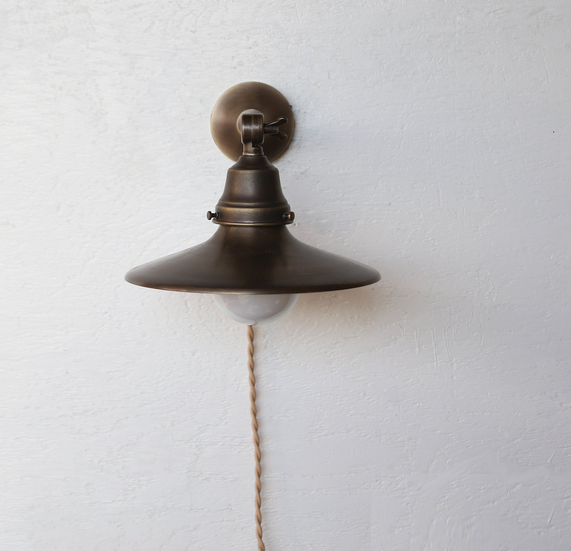 Pug-in Brass Wall Sconce  light, Modern brass light,  Aged  brass finish wall sconce light, Minimal Sconce Light