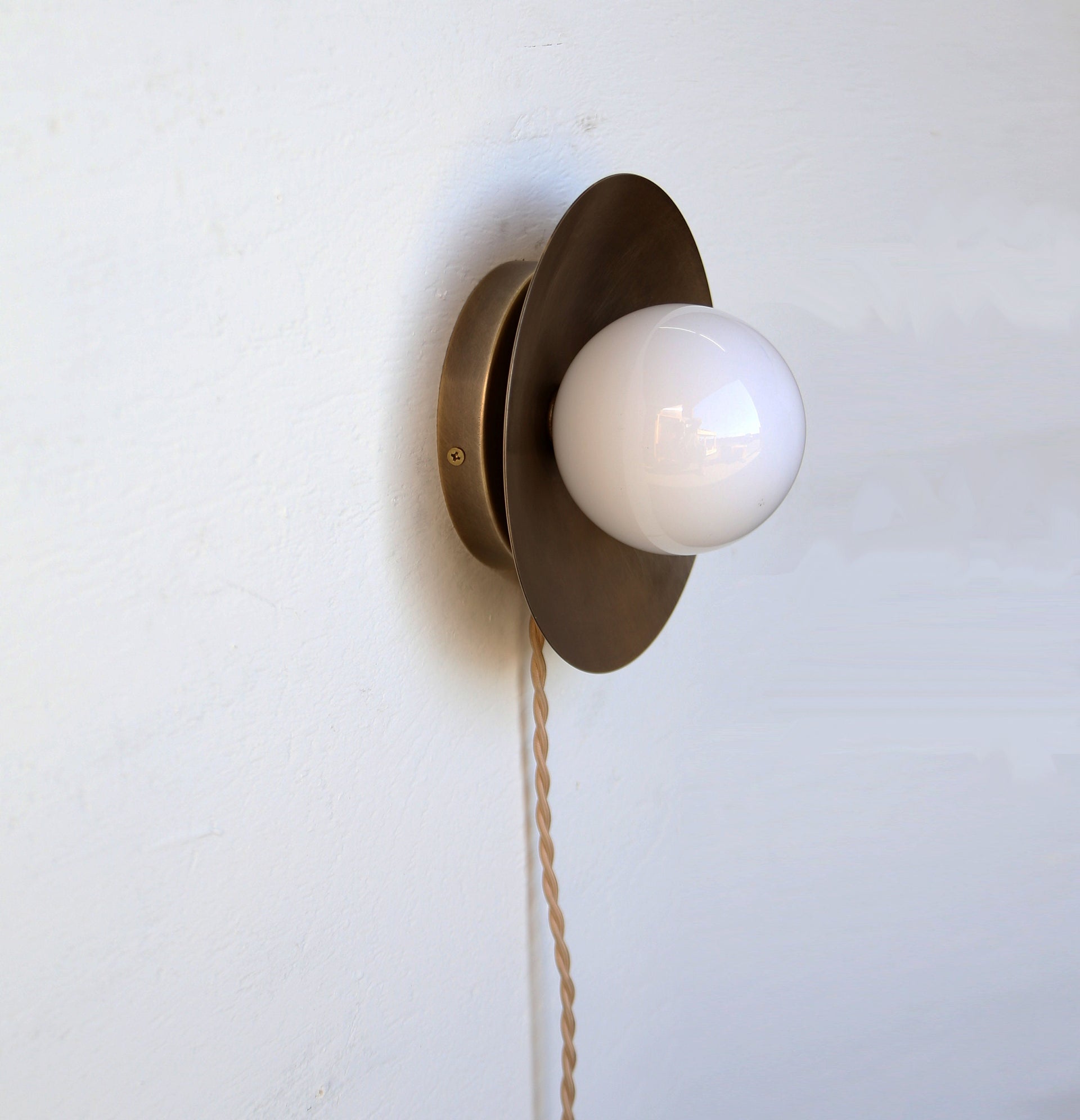 Plug-in Brass Wall Sconce, Solid  Brass Wall Sconce/Ceiling Flush Mount light