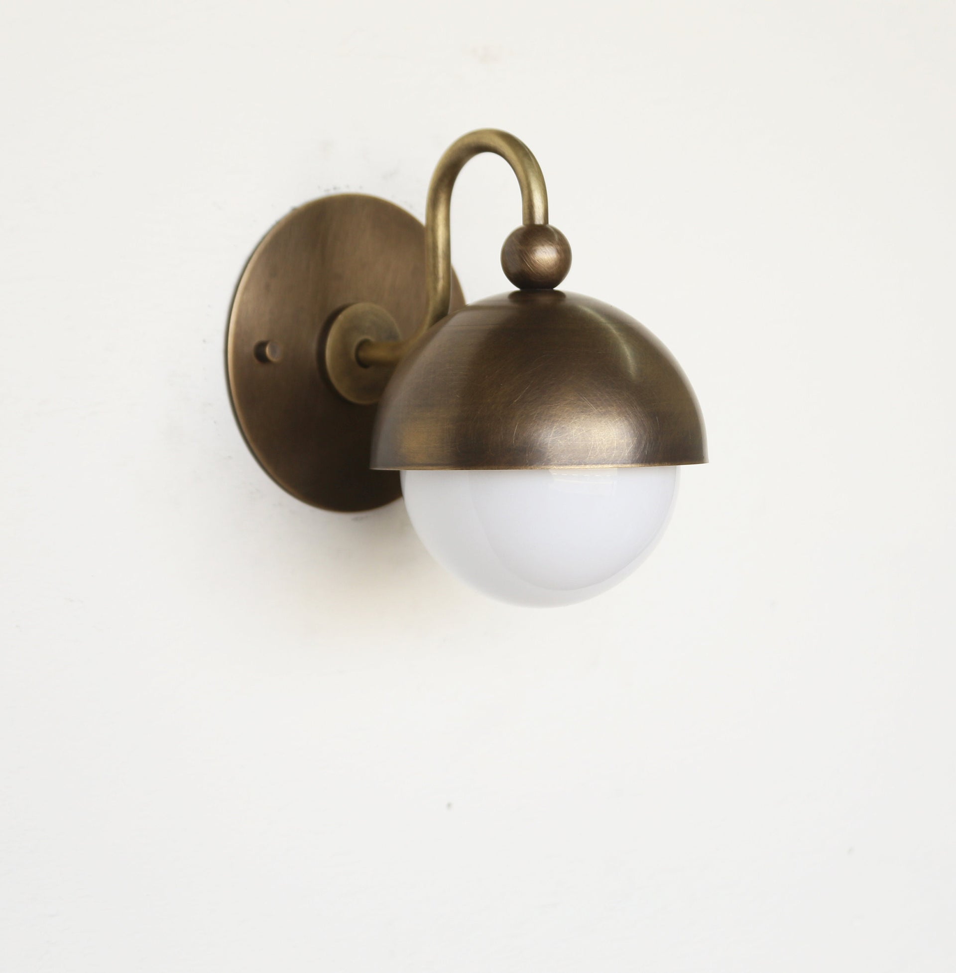 Wall Sconce  Light, Mid Century Wall Sconce/Ceiling   Light with white glass mini- shade
