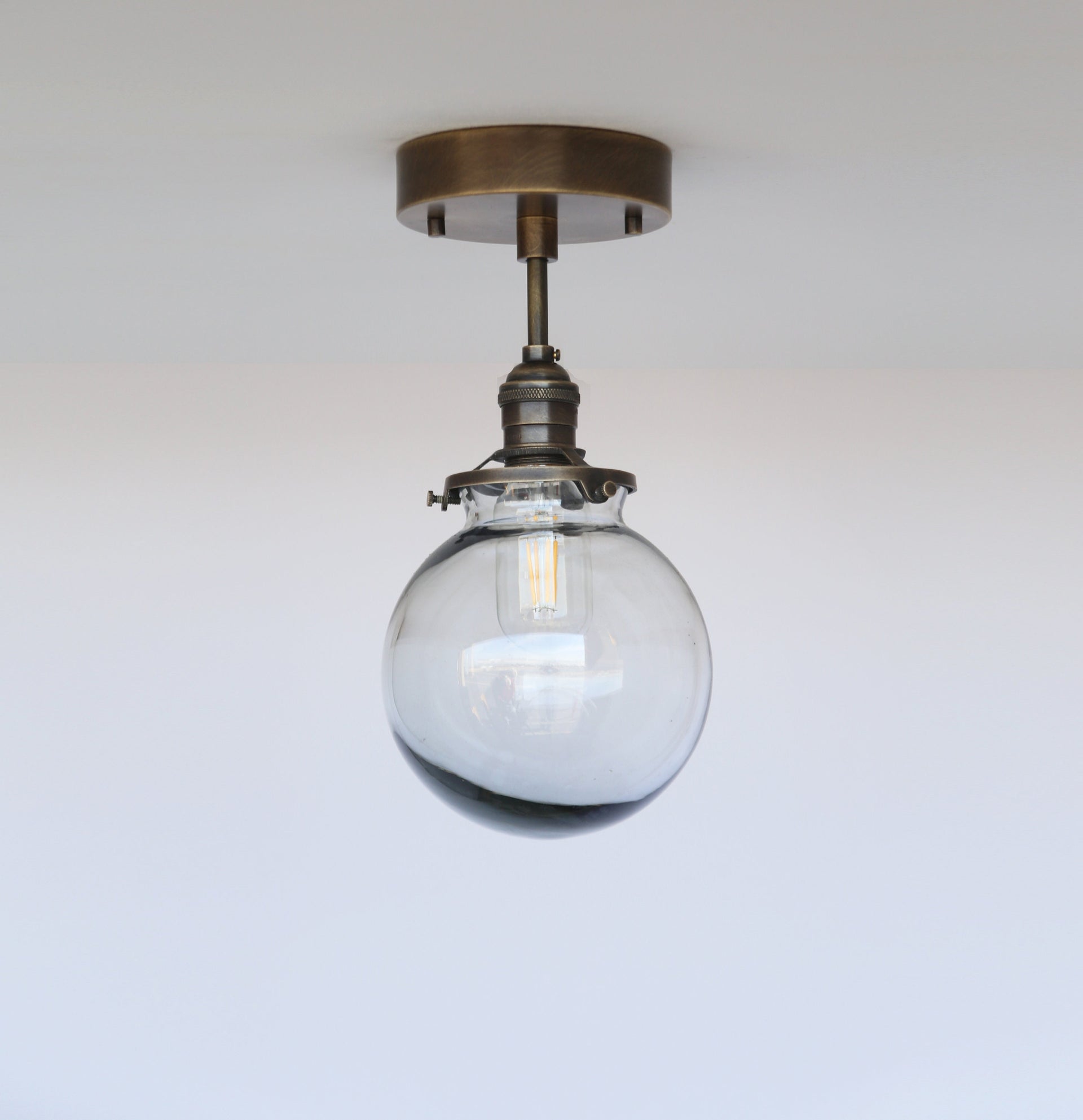 Semi-Flush Mount Ceiling Light Fixture - Mid Century Modern Globe Lighting Fixtures - Modern Brass Light Fixtures