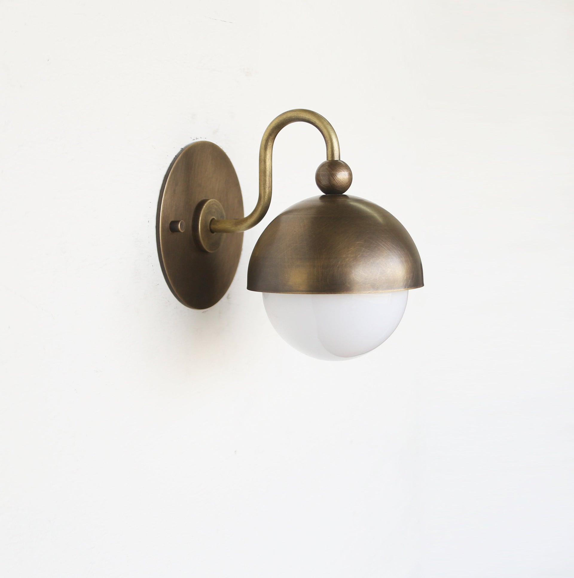 Wall Sconce  Light, Mid Century Wall Sconce/Ceiling   Light with white glass mini- shade