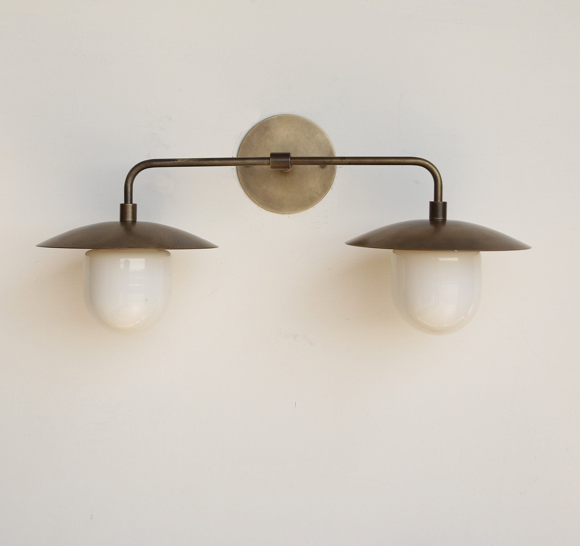 Brass Wall Sconce light with brass shade, Bathroom Vanity Light, Minimal Sconce Light- Double Shade Wall Sconce. No.501-LM