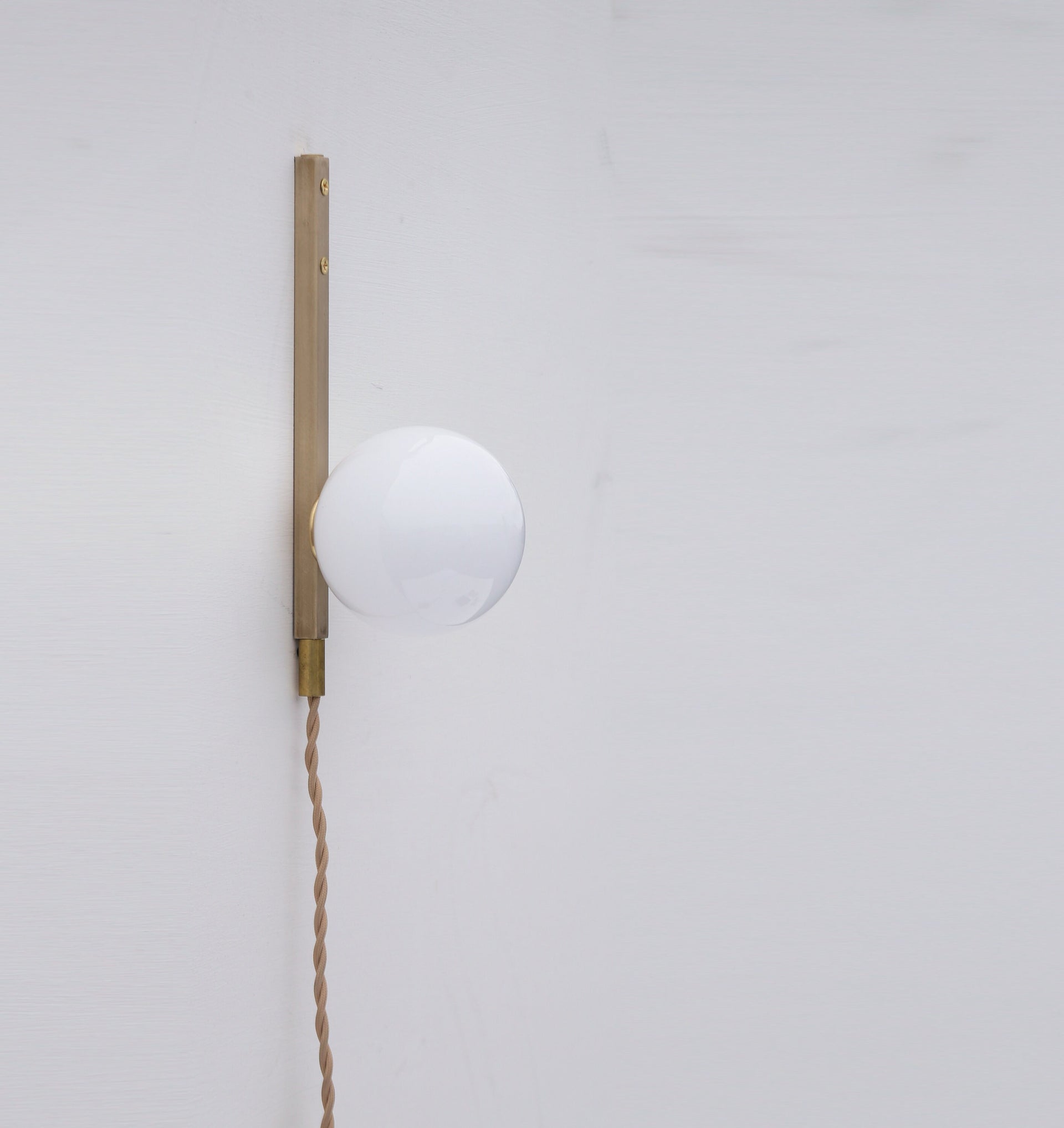 Plug-in  wall sconce Light, Brass light with glass shade, Minimalist Wall Sconce Light