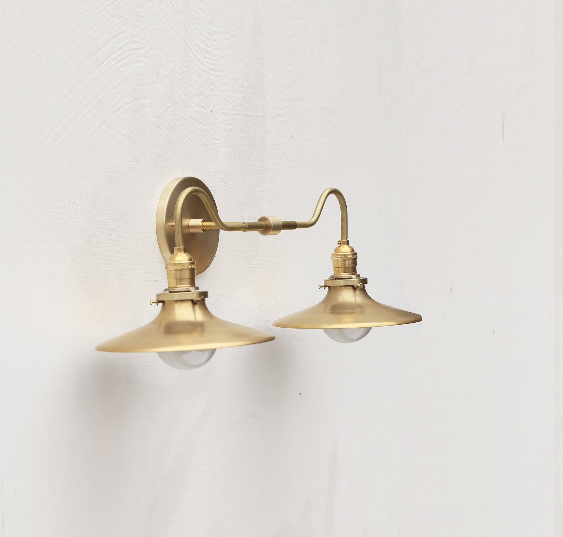 Brass Wall Sconce light with brass shade - Minimal Sconce Light - Double Shade Wall Sconce, UL Listed No.0134