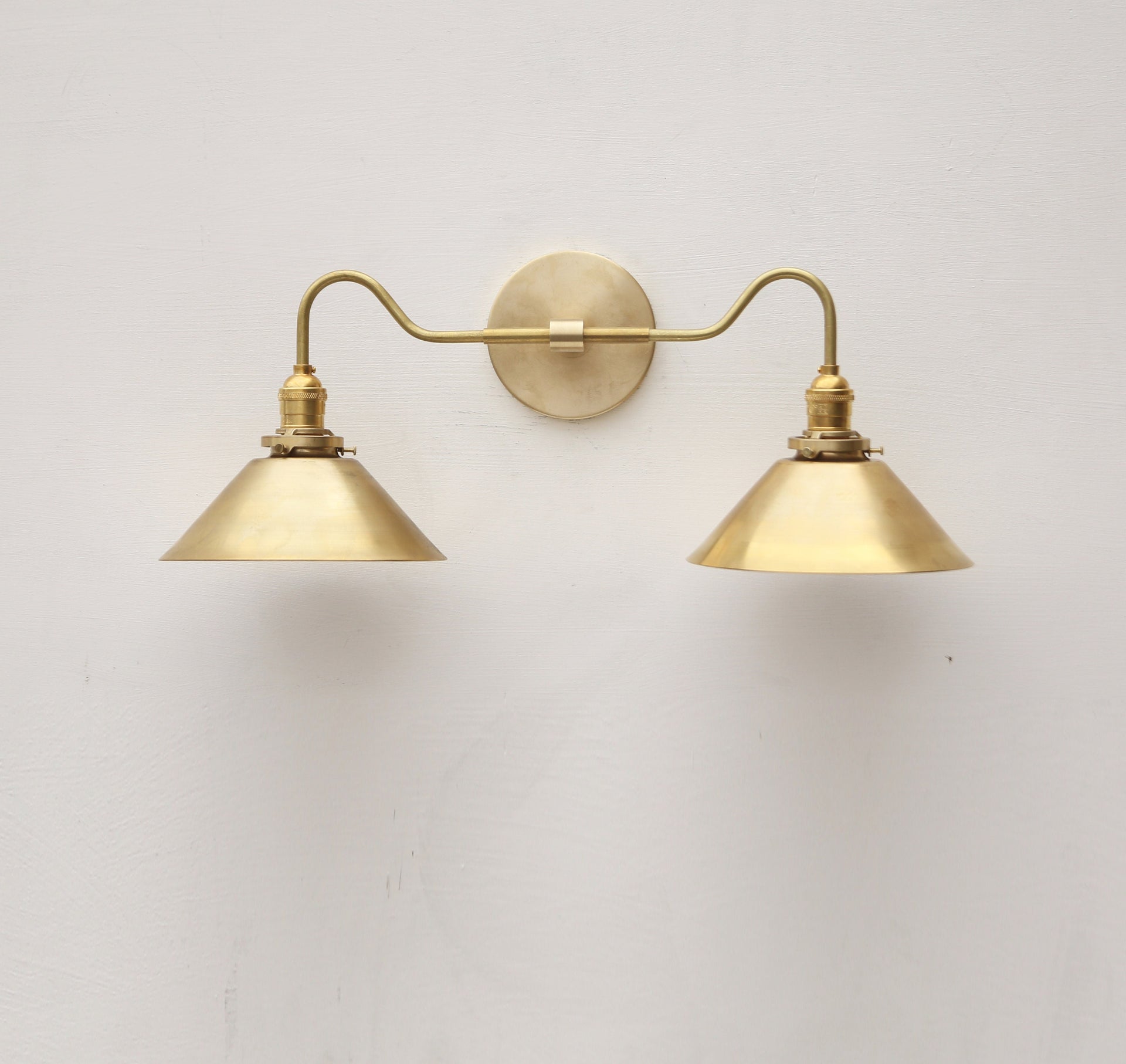 Brass Wall Sconce light with brass shade - Minimal Sconce Light - Double Shade Wall Sconce, UL Listed No.0405
