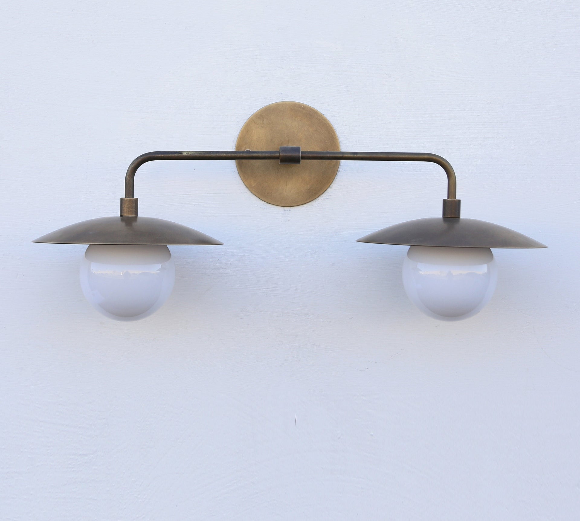 Brass Wall Sconce light with brass shade- UL Listed Minimal Sconce Light- Double Shade Wall Sconce-No. ball