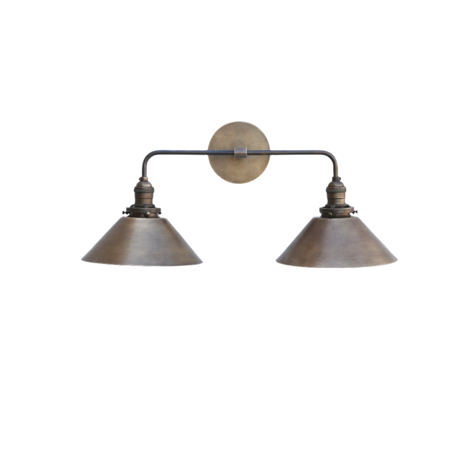 Brass Wall Sconce  light with brass shade-Minimal Sconce Light- Double Shade Wall Sconce