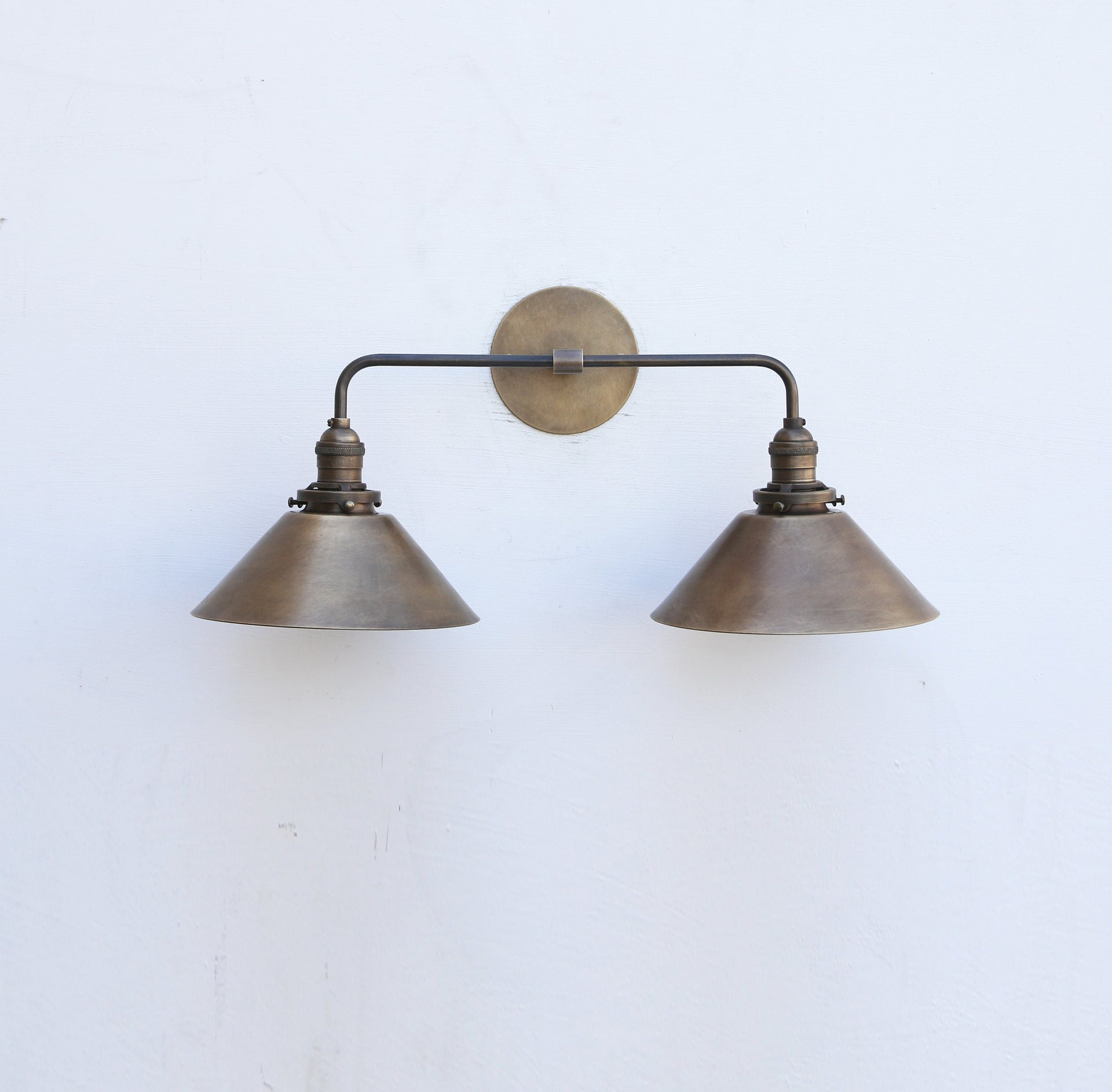 Brass Wall Sconce light with brass shade - Minimal Sconce Light - Double Shade Wall Sconce, UL Listed No.0378