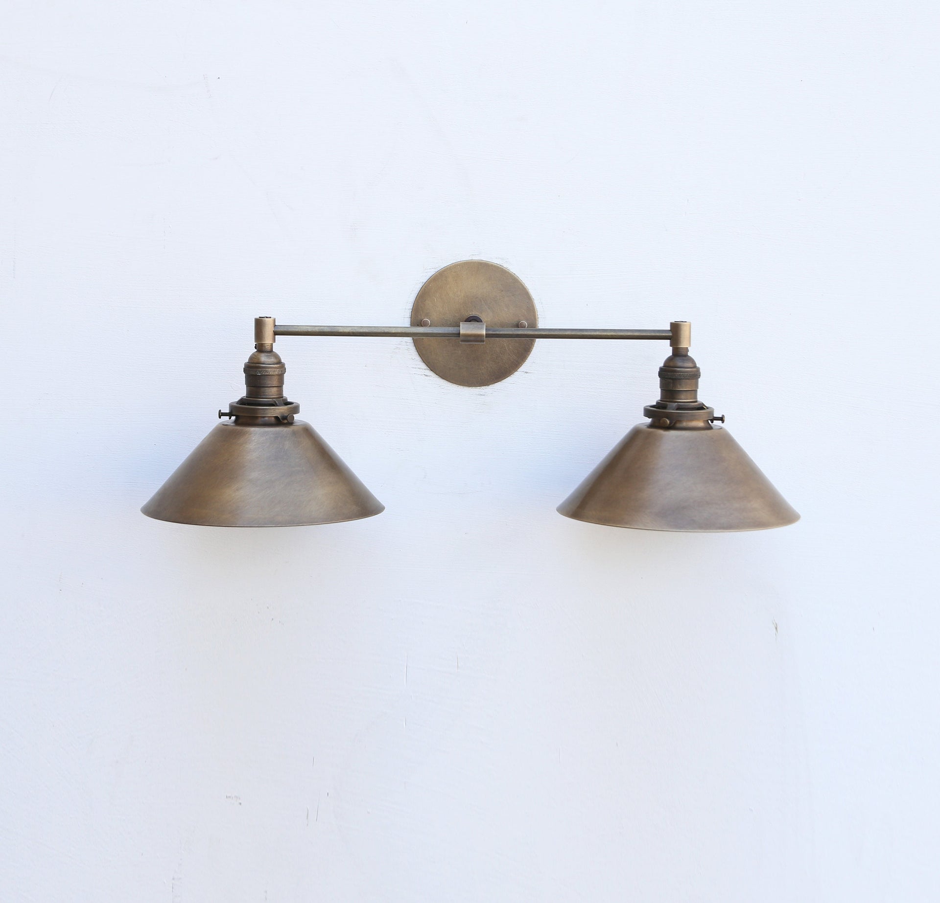 Brass Wall Sconce light with brass shade - Minimal Sconce Light - Double Shade Wall Sconce, UL Listed No.0379