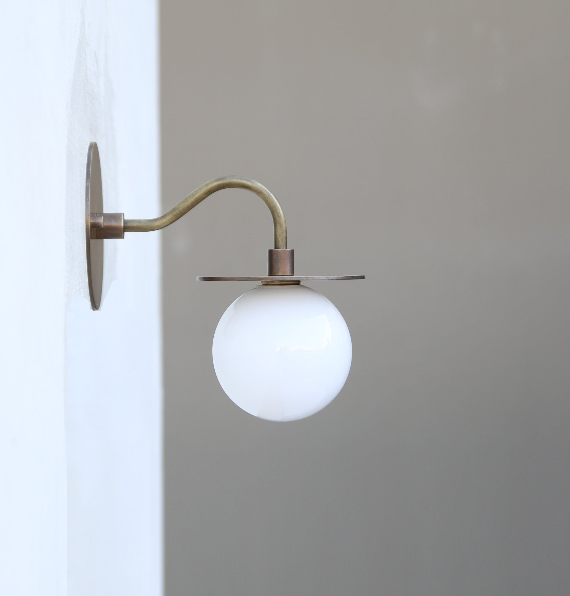 Wall Sconce  Light, Mid Century Wall Sconce,   Light with white glass mini- shade