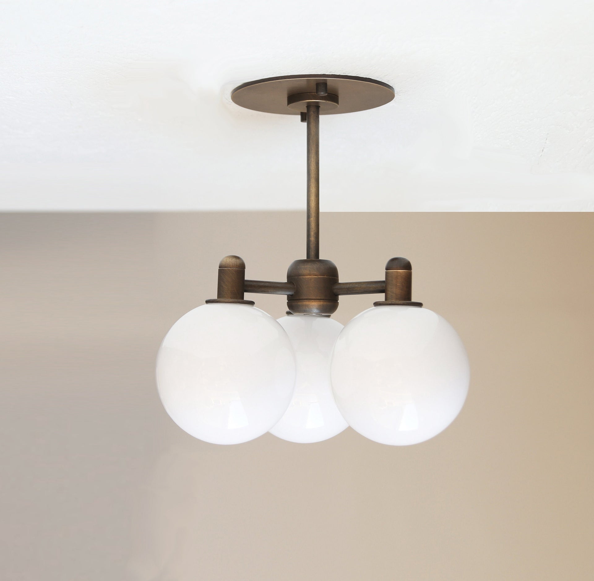 Brass Chandelier, Modern brass light, Ceiling Light, 3-Arm Chandelier