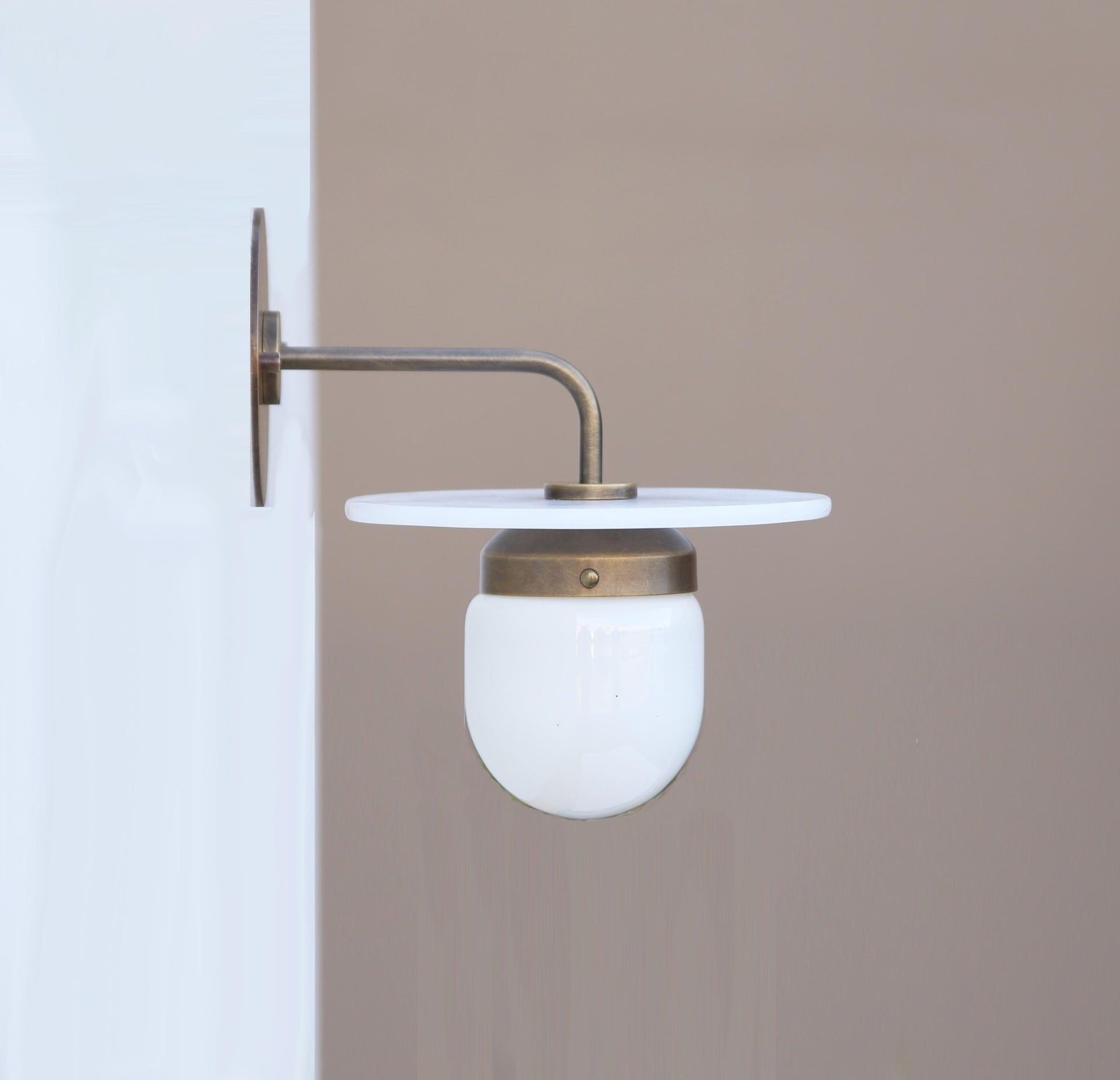 Wall Sconce  Light, Wall Sconce with alabaster shade,   Light with white glass mini- shade