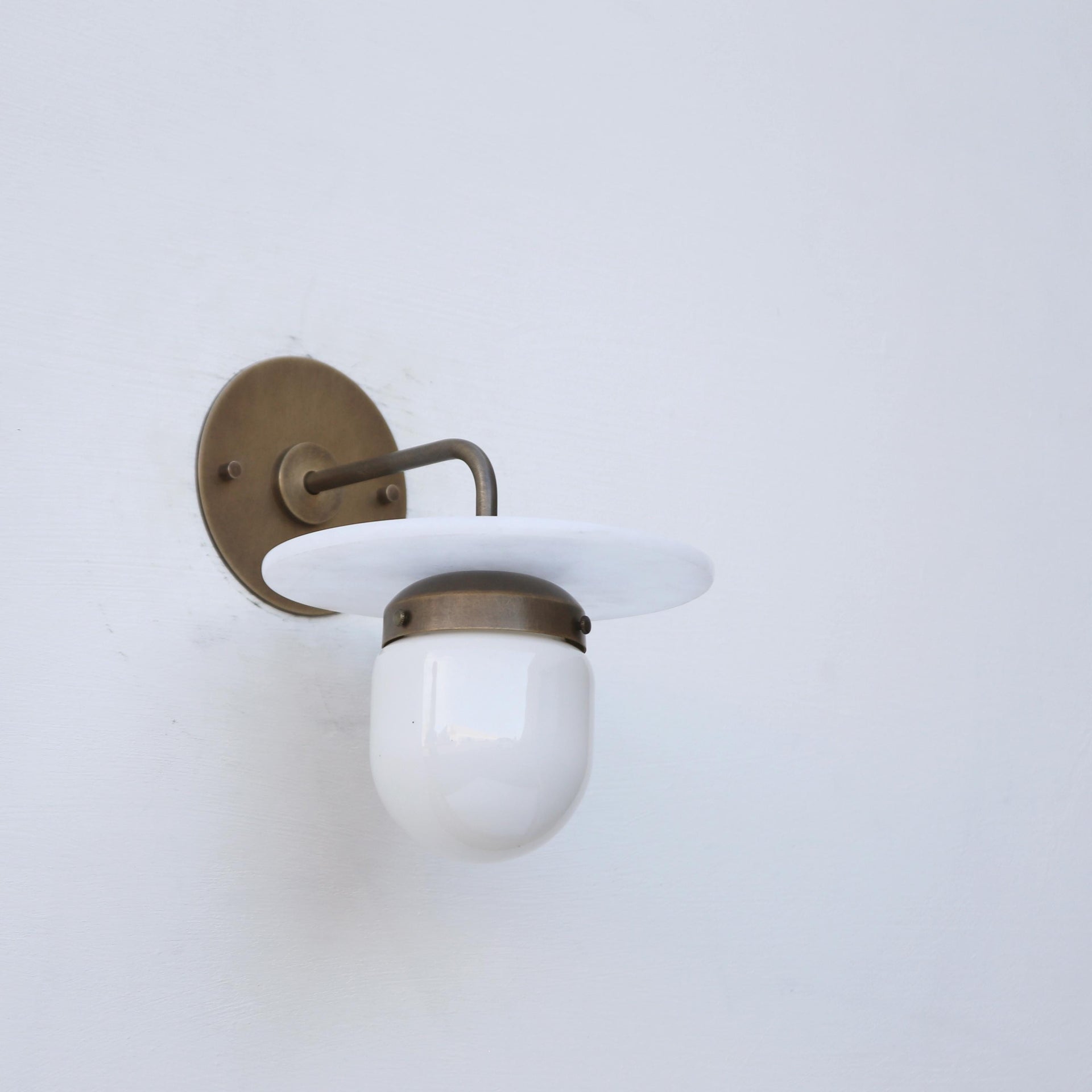 Wall Sconce  Light, Wall Sconce with alabaster shade,   Light with white glass mini- shade
