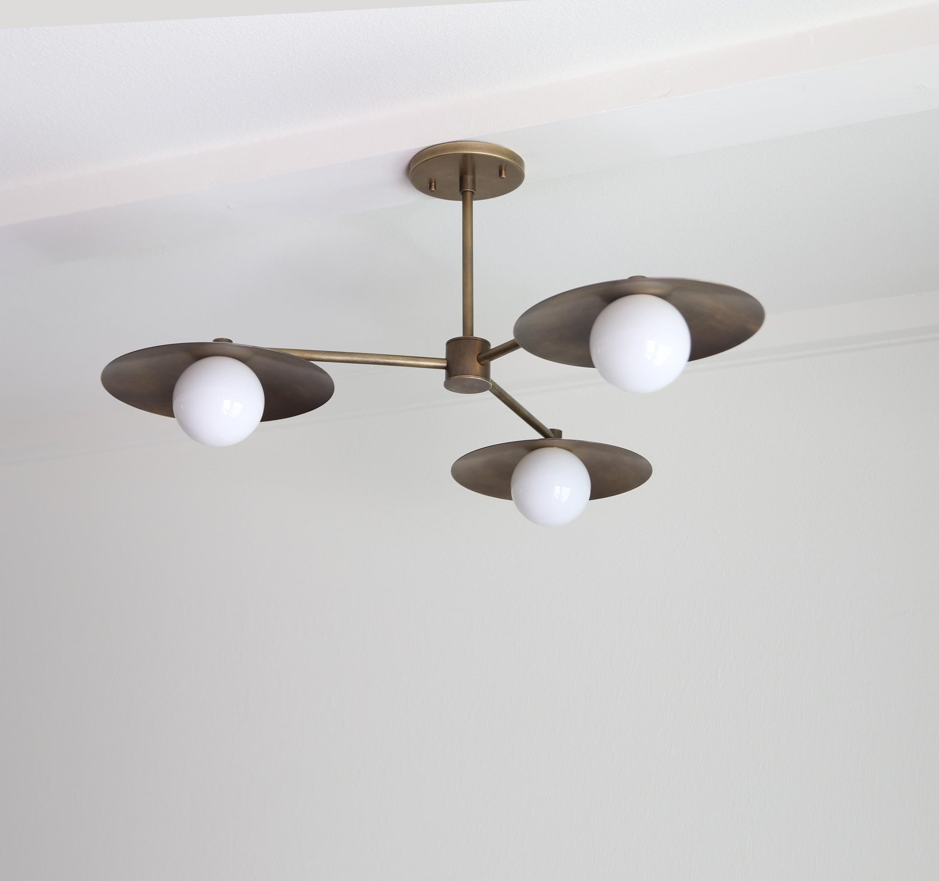 Chandelier,  Brass Chandelier, Modern Brass Chandelier with 10" Shade. NO. 3-ball-CH