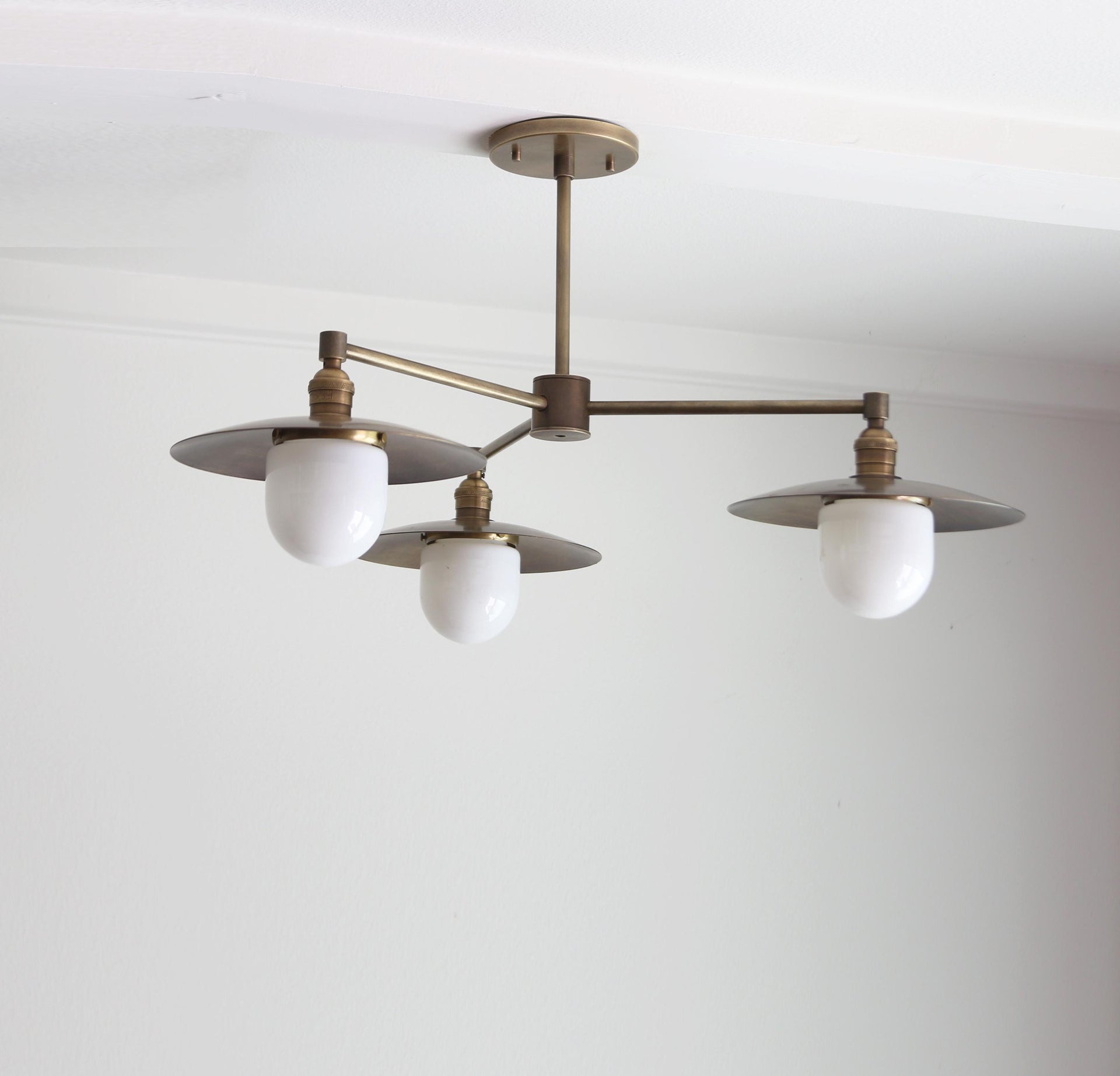 Chandelier, Brass Chandelier, Modern Brass Chandelier with 10" Shade, LM1, UL Listed No.0428