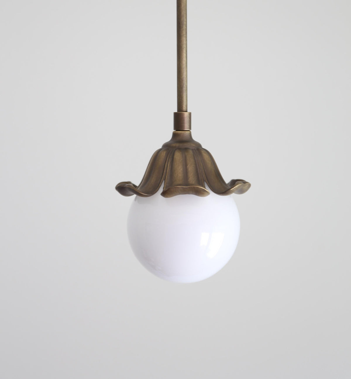 Brass ceiling light with flower lamp holder, Classic brass ceiling light with glass shade, UL Listed, No.0702