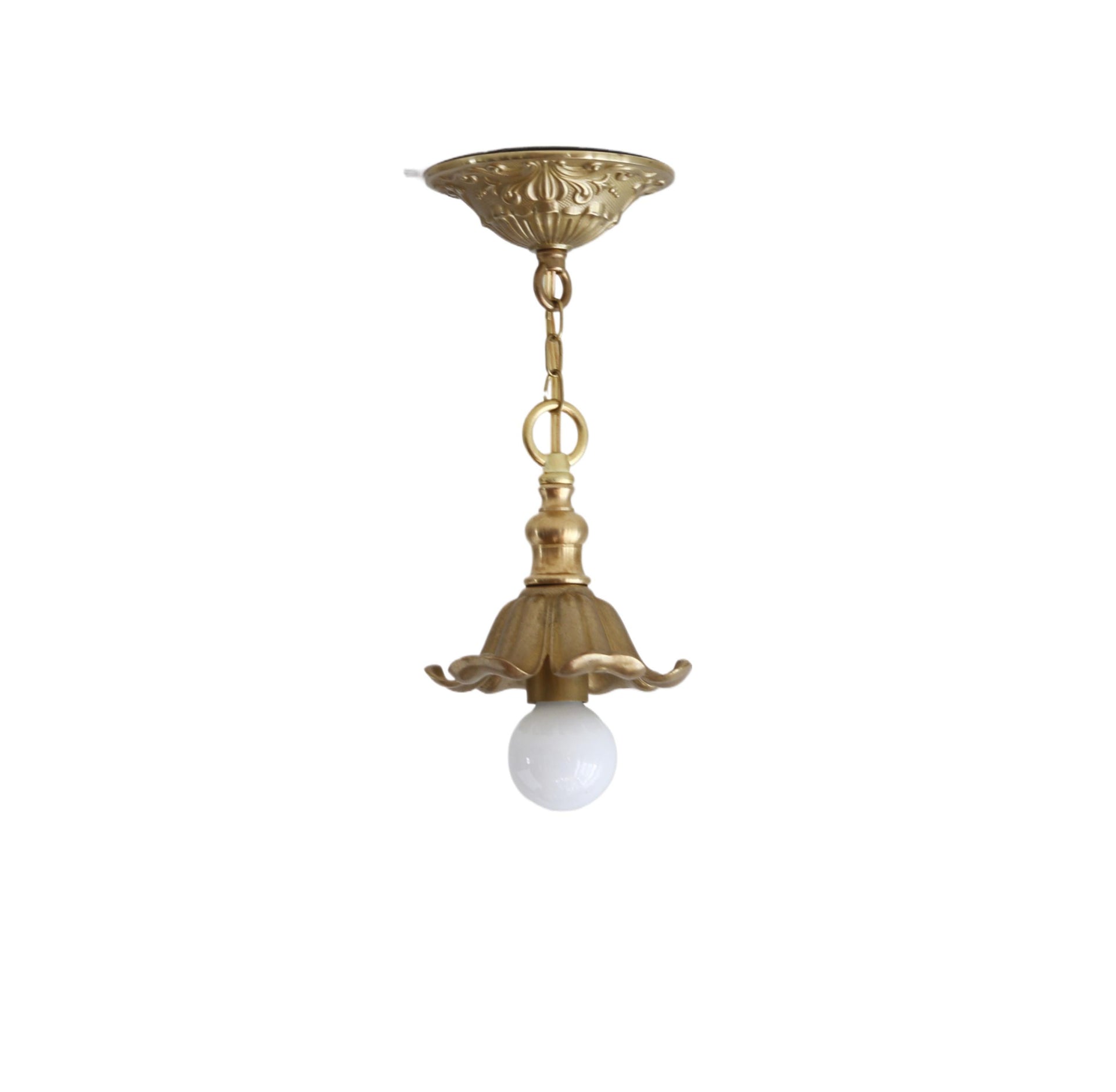 Brass Pendant  light with flower shape lamp holder, Classic brass pendant light