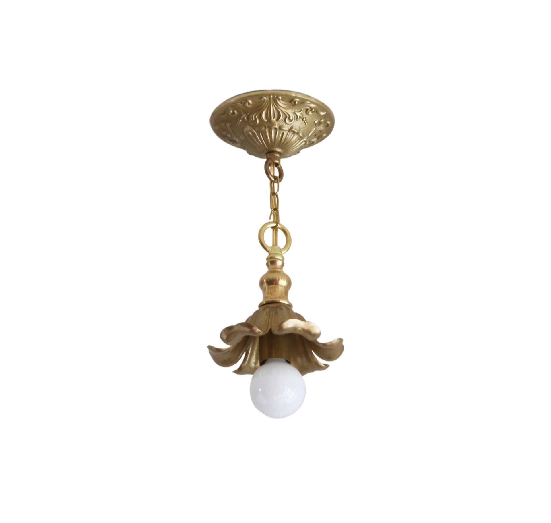 Brass Pendant  light with flower shape lamp holder, Classic brass pendant light