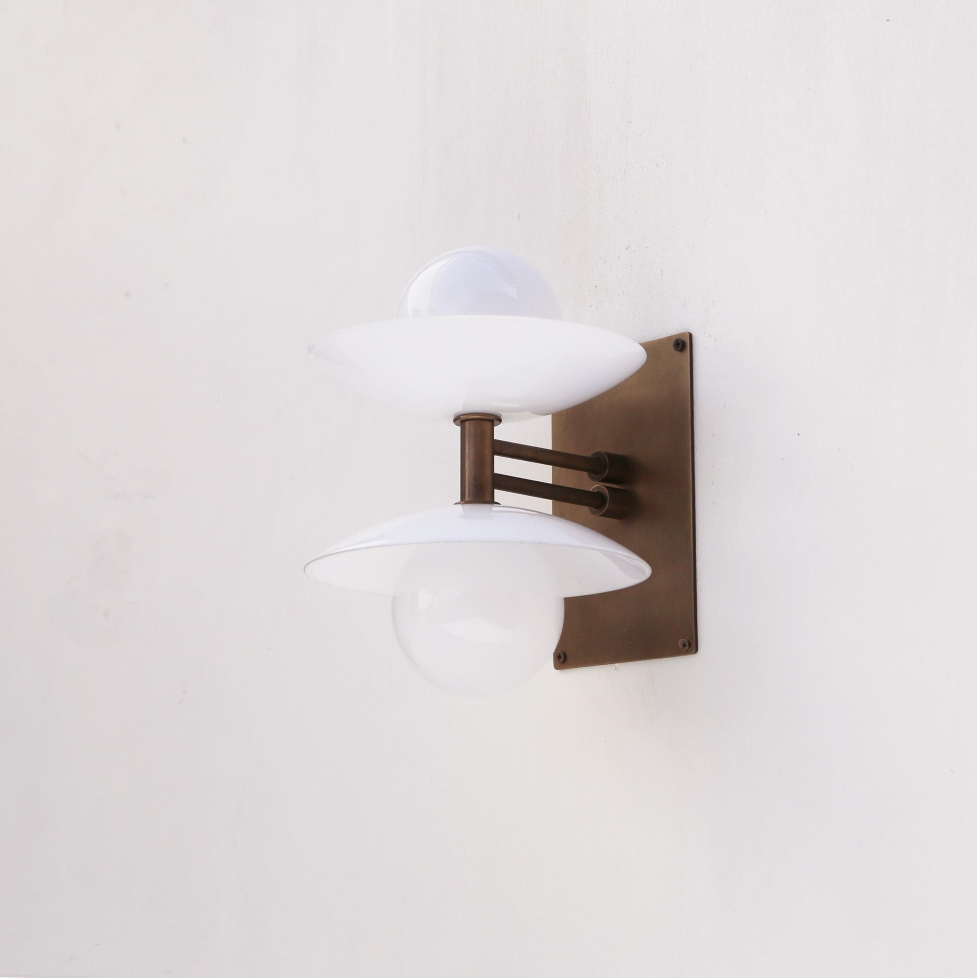 Brass Wall Sconce  light with glass shades,   Industrial style brass wall sconce light,