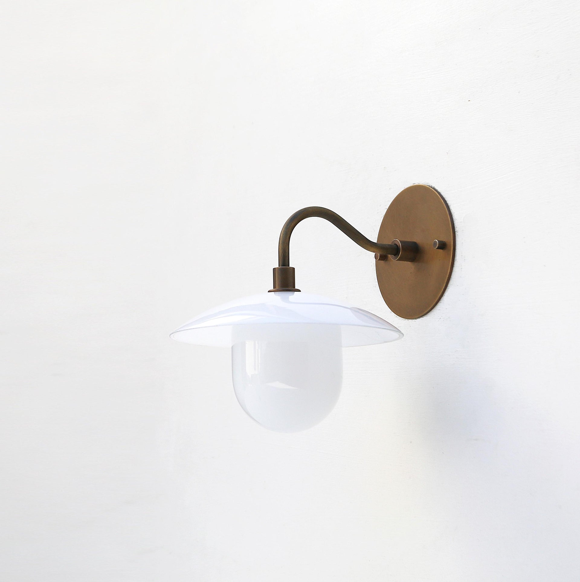 Brass Wall Sconce light with glass shade-Bathroom Vanity light-Minimal Sconce Light - UL Listed - No. LM2 No.0403