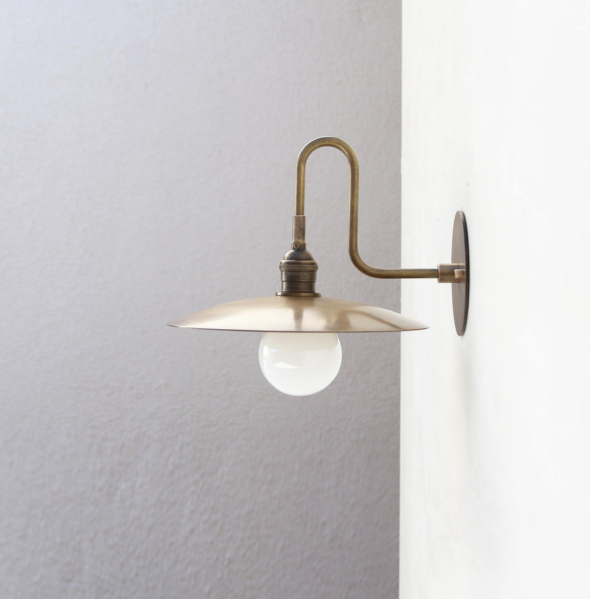 Industrial  wall sconce light, Modern wall sconce light, Brass wall sconce light with 10" Shade, UL Listed No.0837
