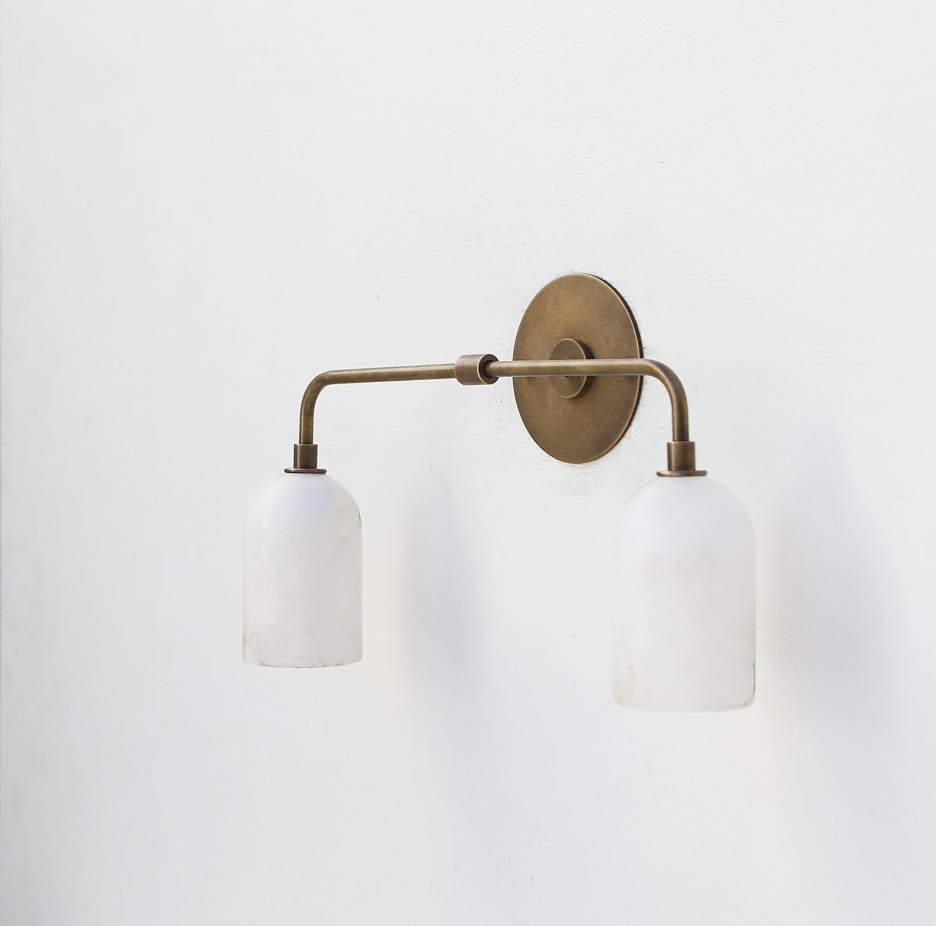 Brass  Wall Sconce light - Bathroom Vanity Light - Brass Wall Sconce with Alabaster Shade