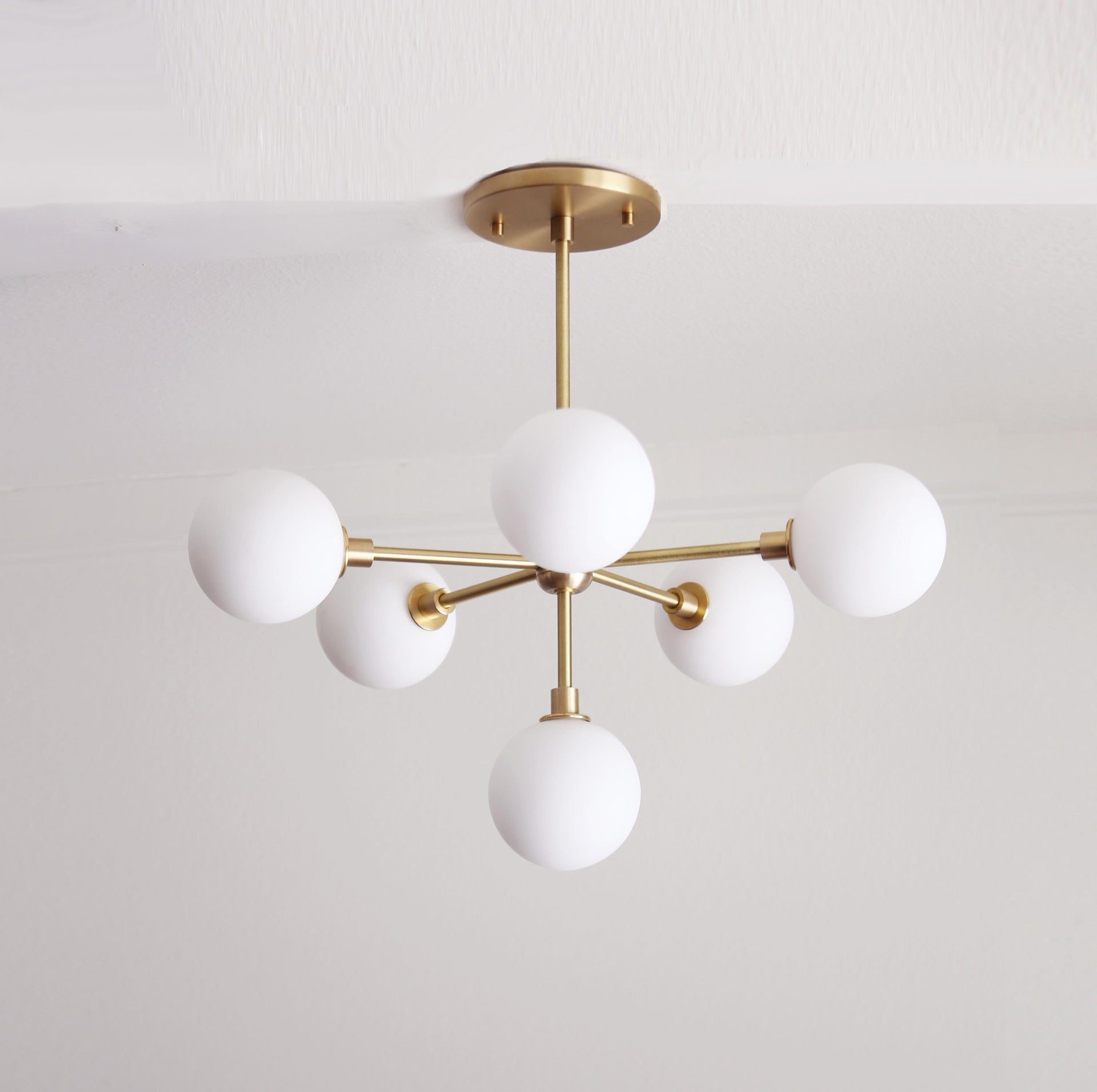 Brass Chandelier,  Modern Brass Sputnik Chandelier, Mid-century Modern Sputnik