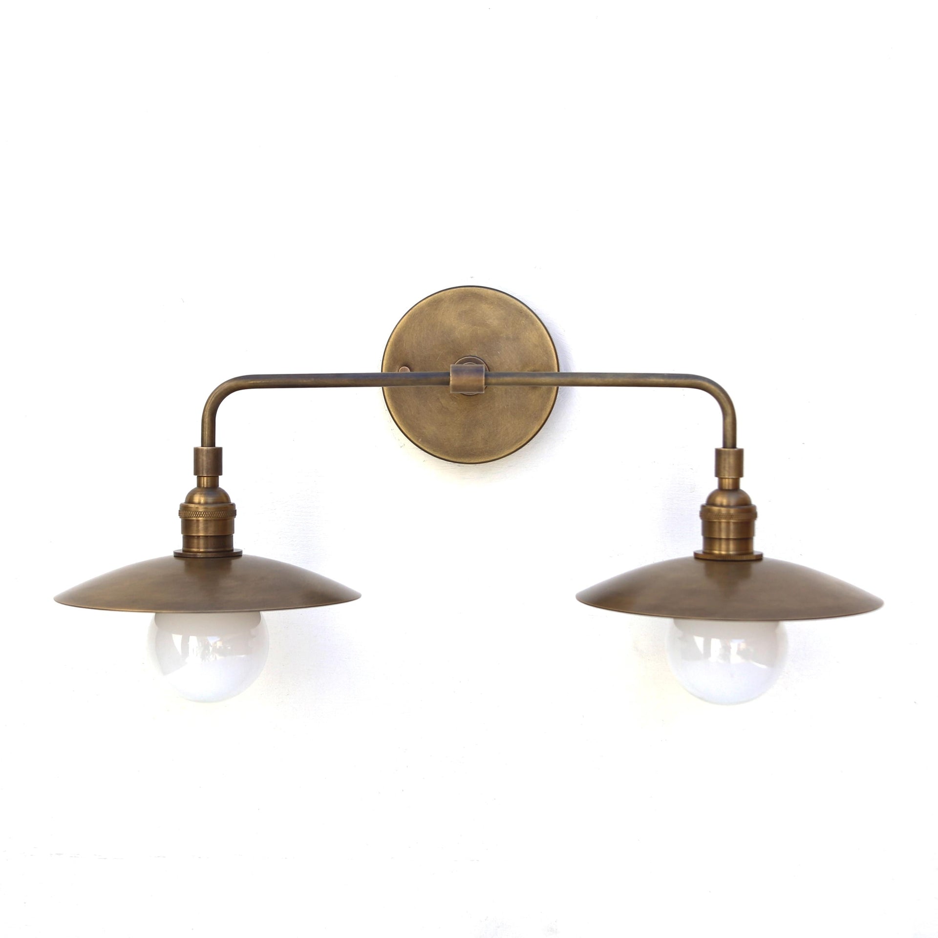 Industrial Brass Wall Sconce Light, Brass Wall Sconce  Light With Shade, Double Shade Wall Sconce. UL Listed, D-Bai No.0301