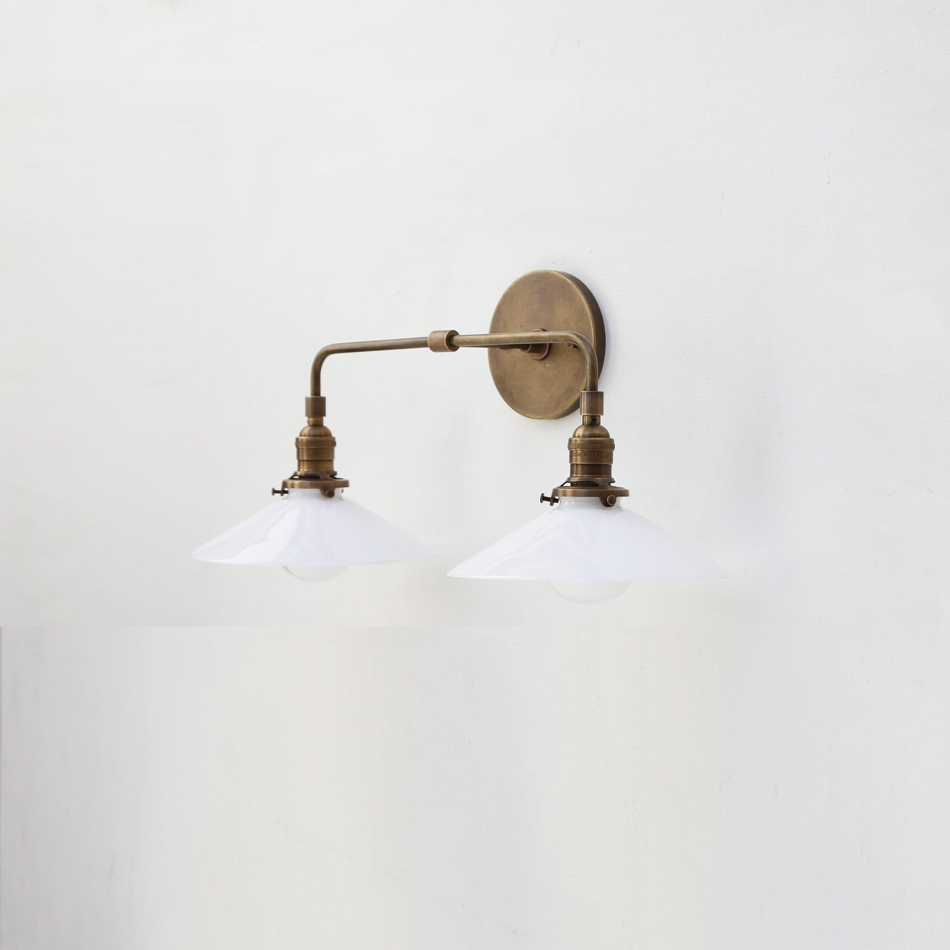 Industrial Brass Wall Sconce Light, Brass Wall Sconce  Light With Shade, Double Shade Wall Sconce. UL Listed, D-Bai No.0204